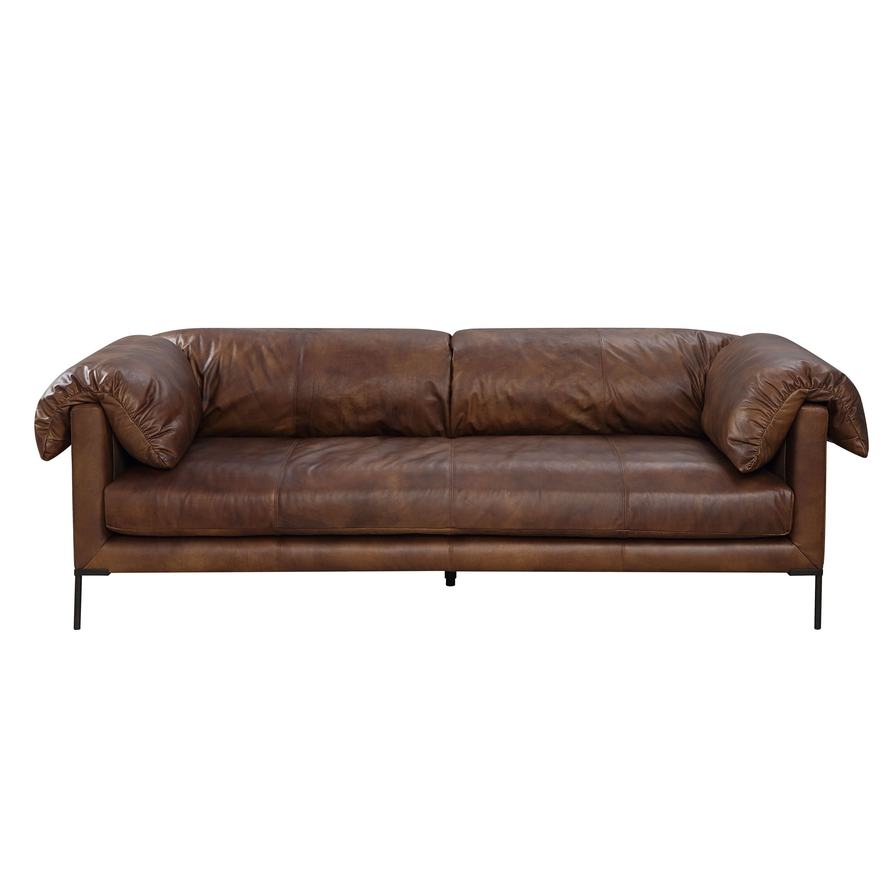 Jaron Mocha Top Grain Leather Sofa