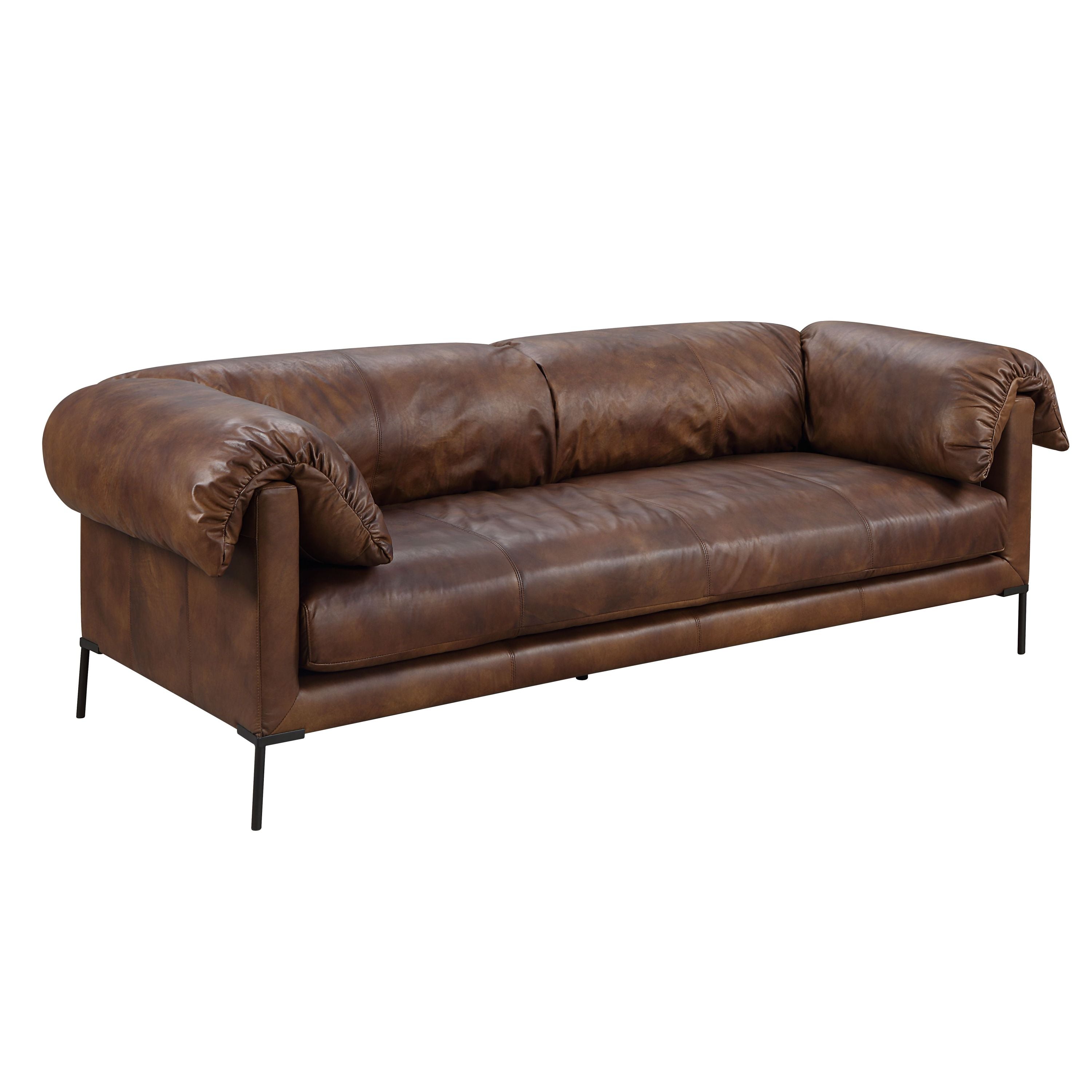 Jaron Mocha Top Grain Leather Sofa