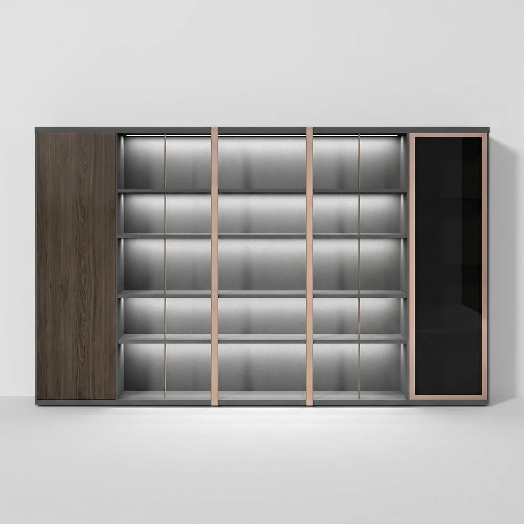Keats · Office Library Shelves w/ Lighting, Suit Closet & Storage