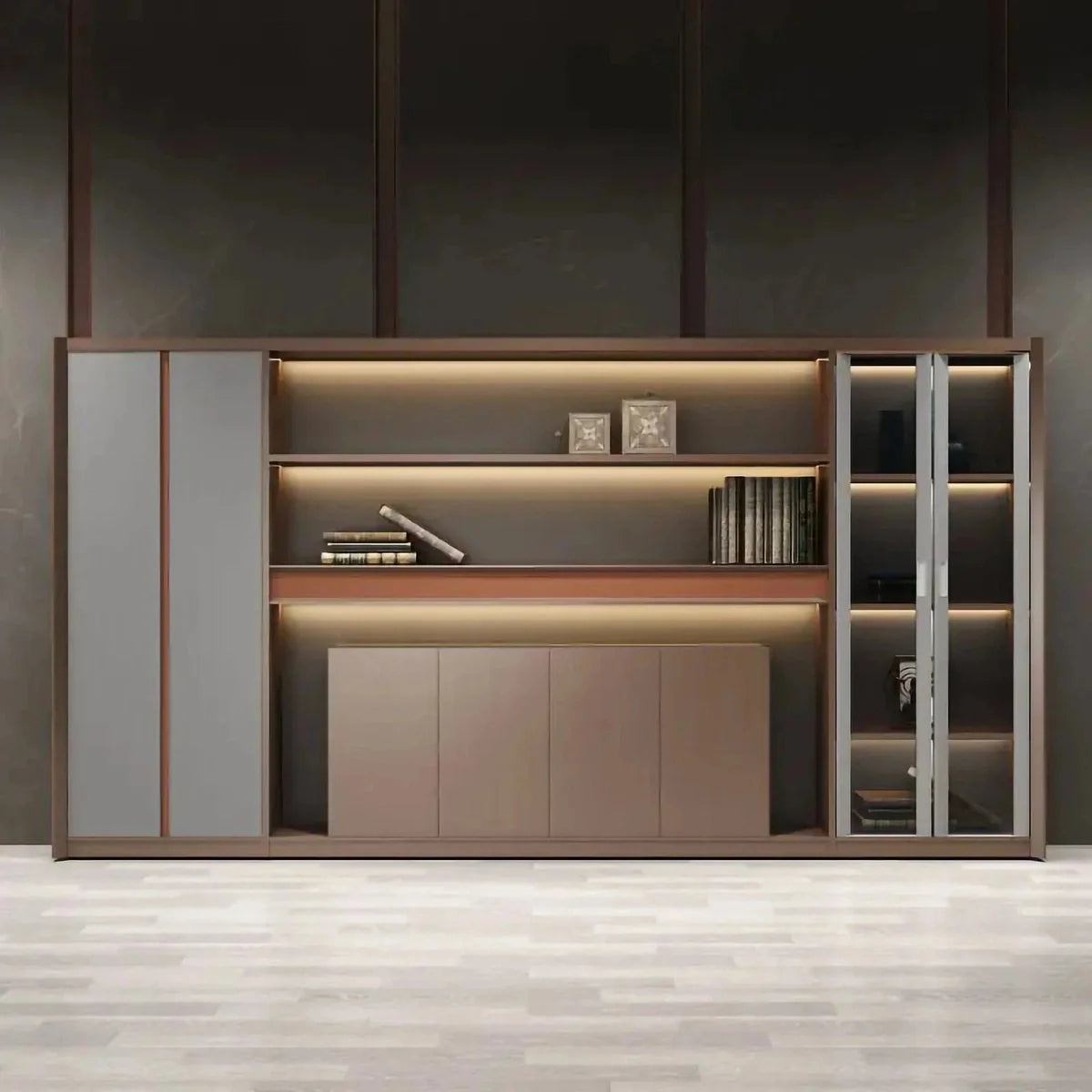 Kelham · Office Shelves w/ Lighting & Storage
