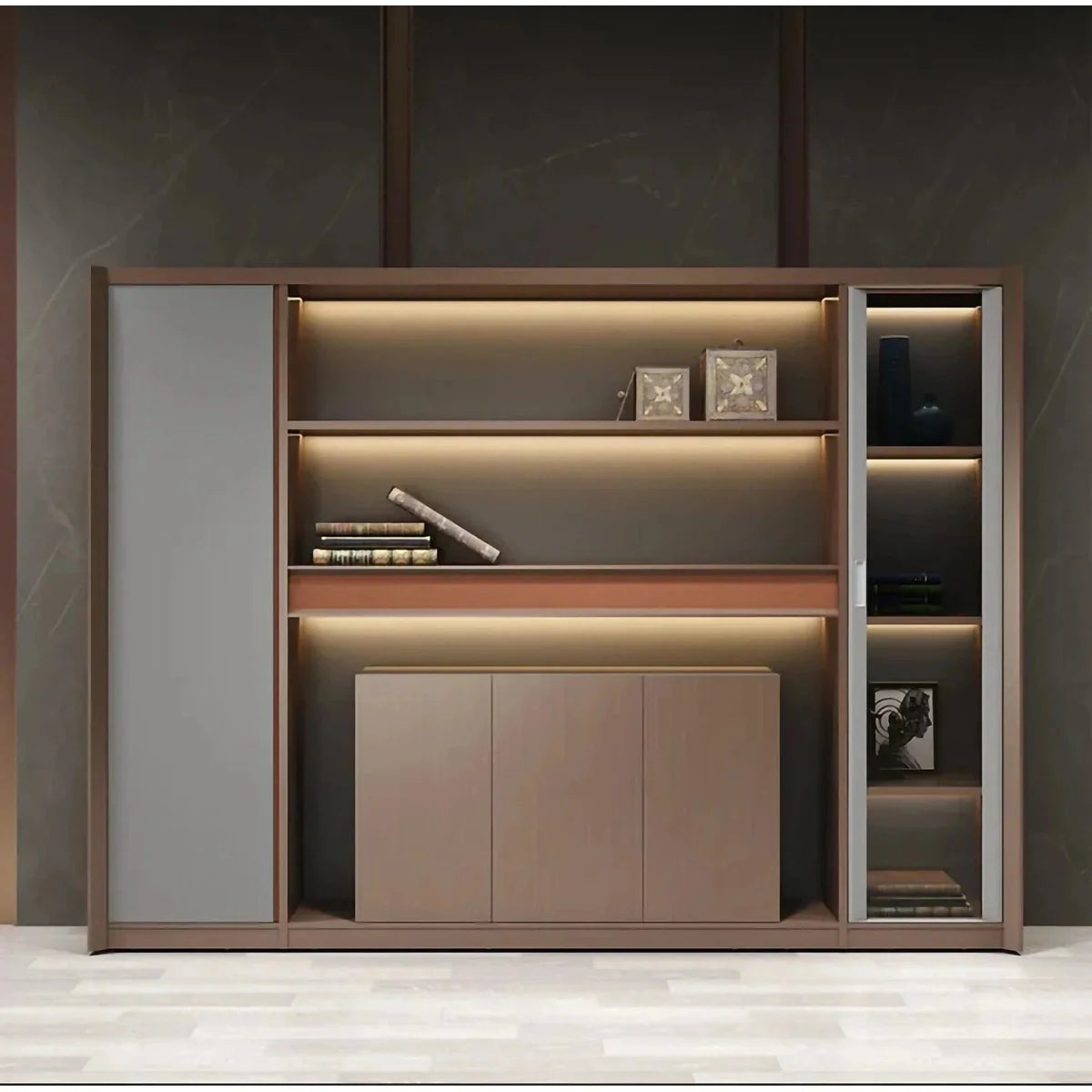 Kelham · Office Shelves w/ Lighting & Storage