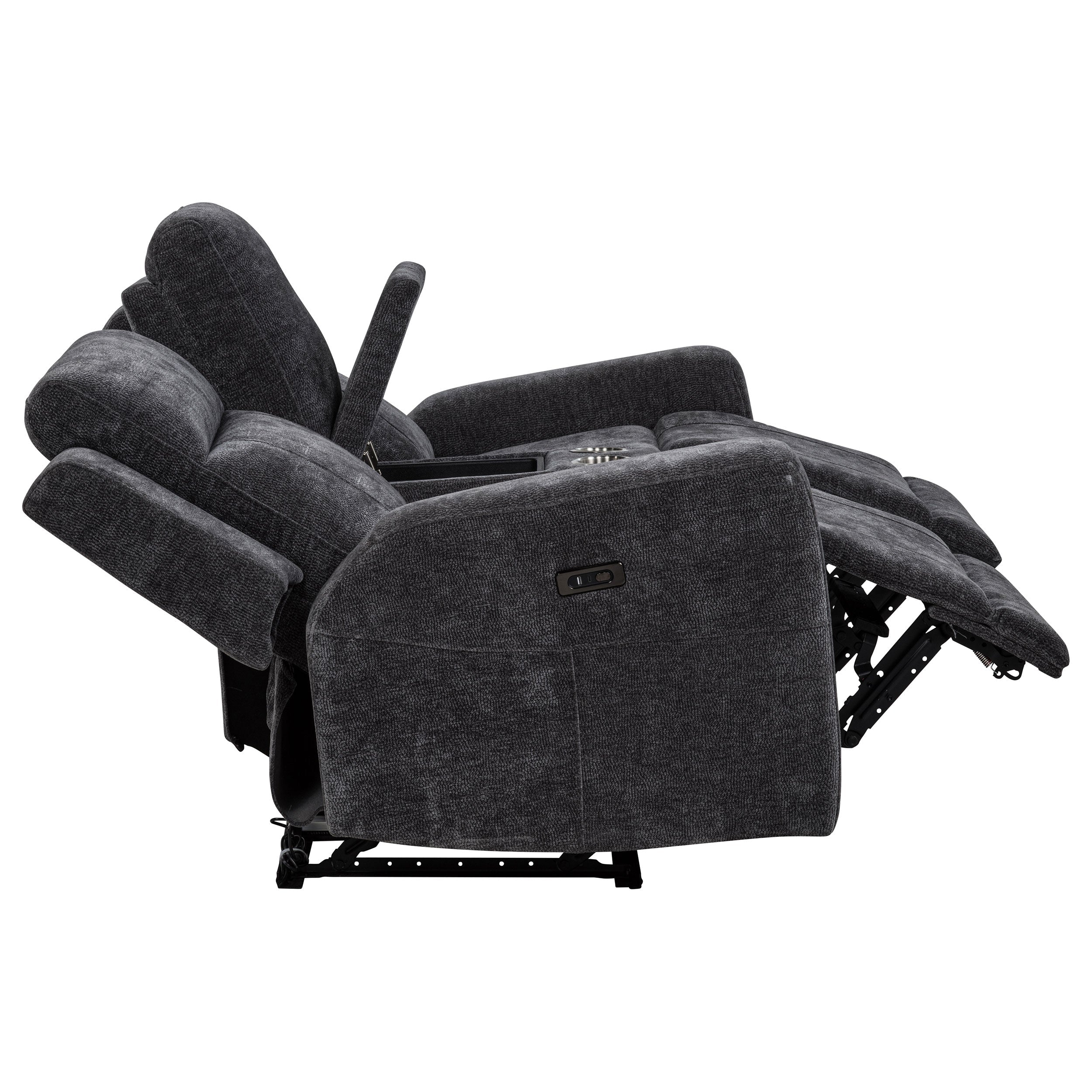 Kennett Chenille Upholstered Power Reclining Loveseat Grey