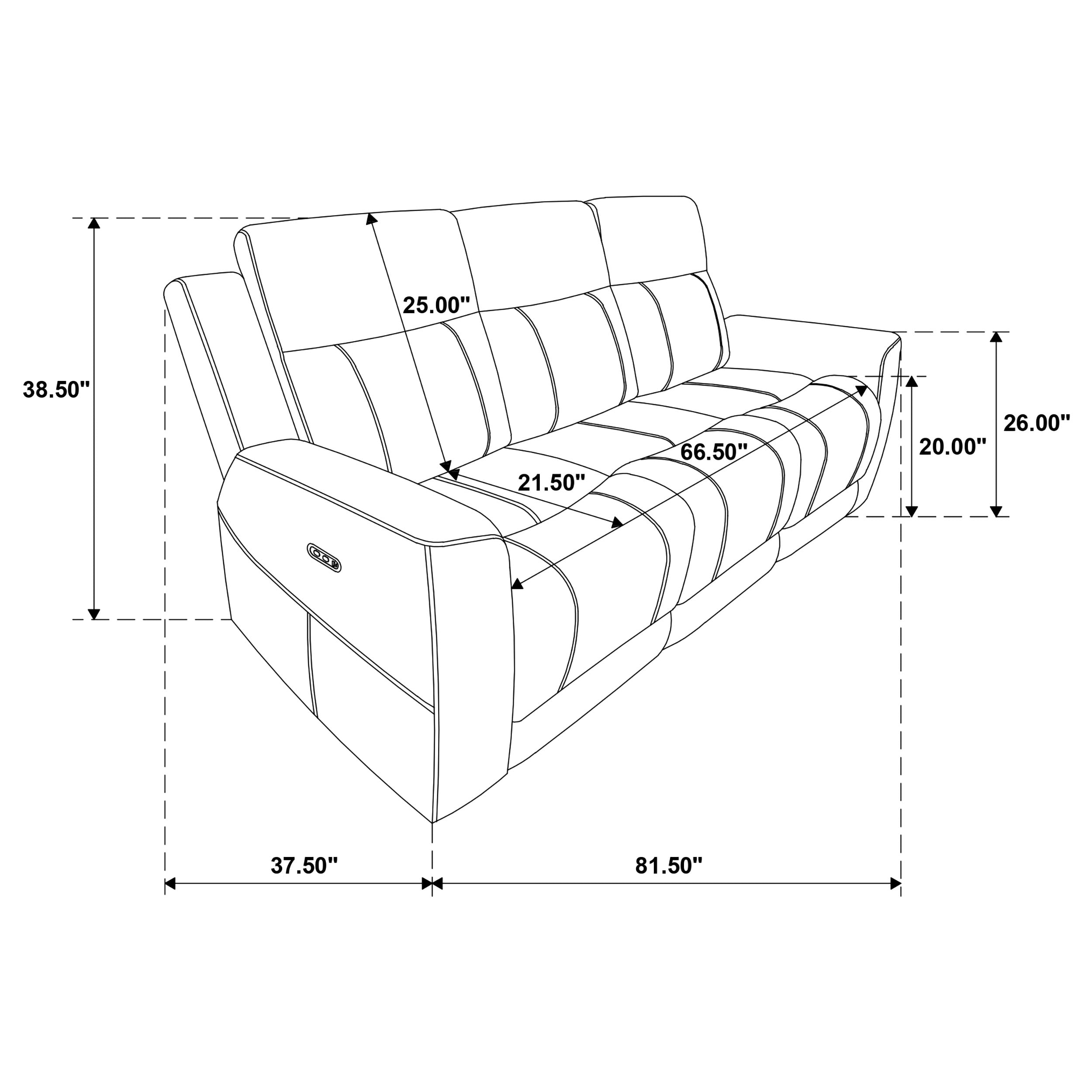 Kennett Chenille Upholstered Power Reclining Sofa Dark Grey