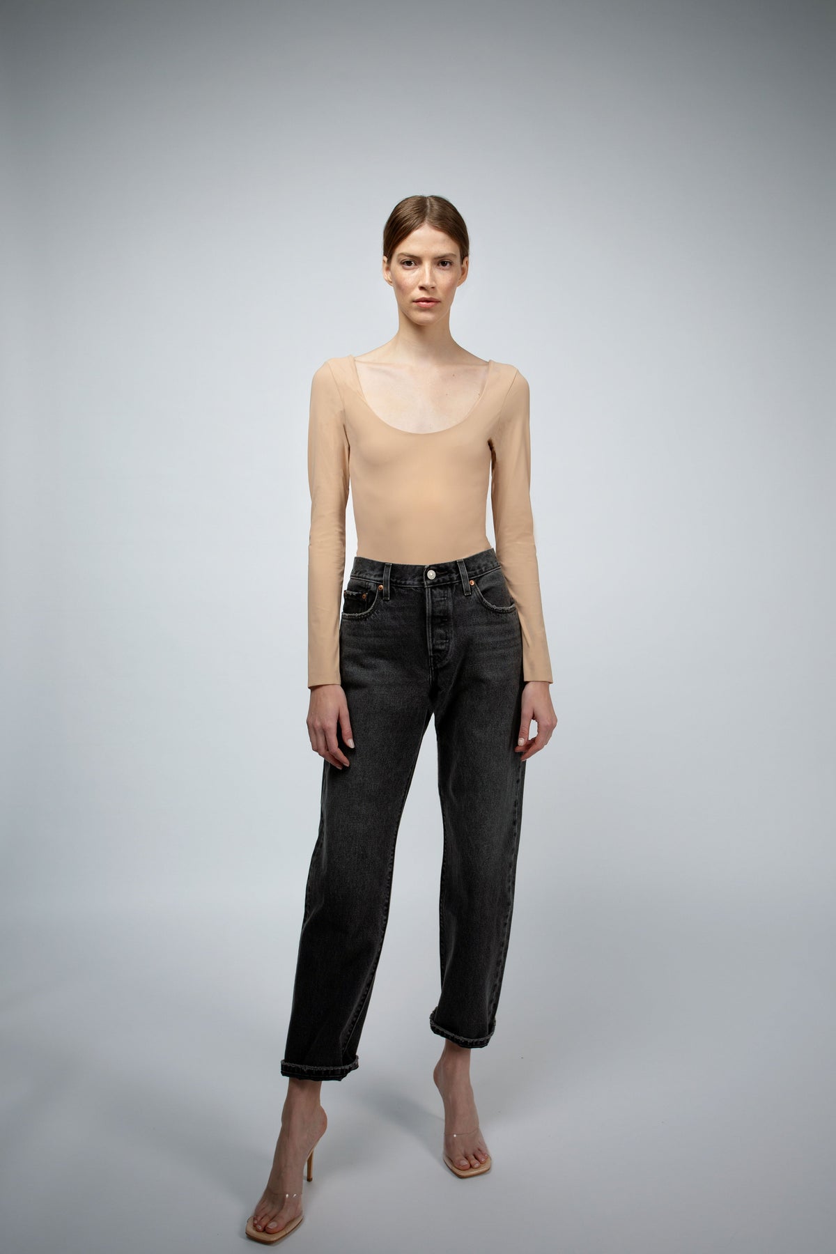 LUELLA DOUBLE LAYER BALLET NECKLINE BODYSUIT IN LATTE