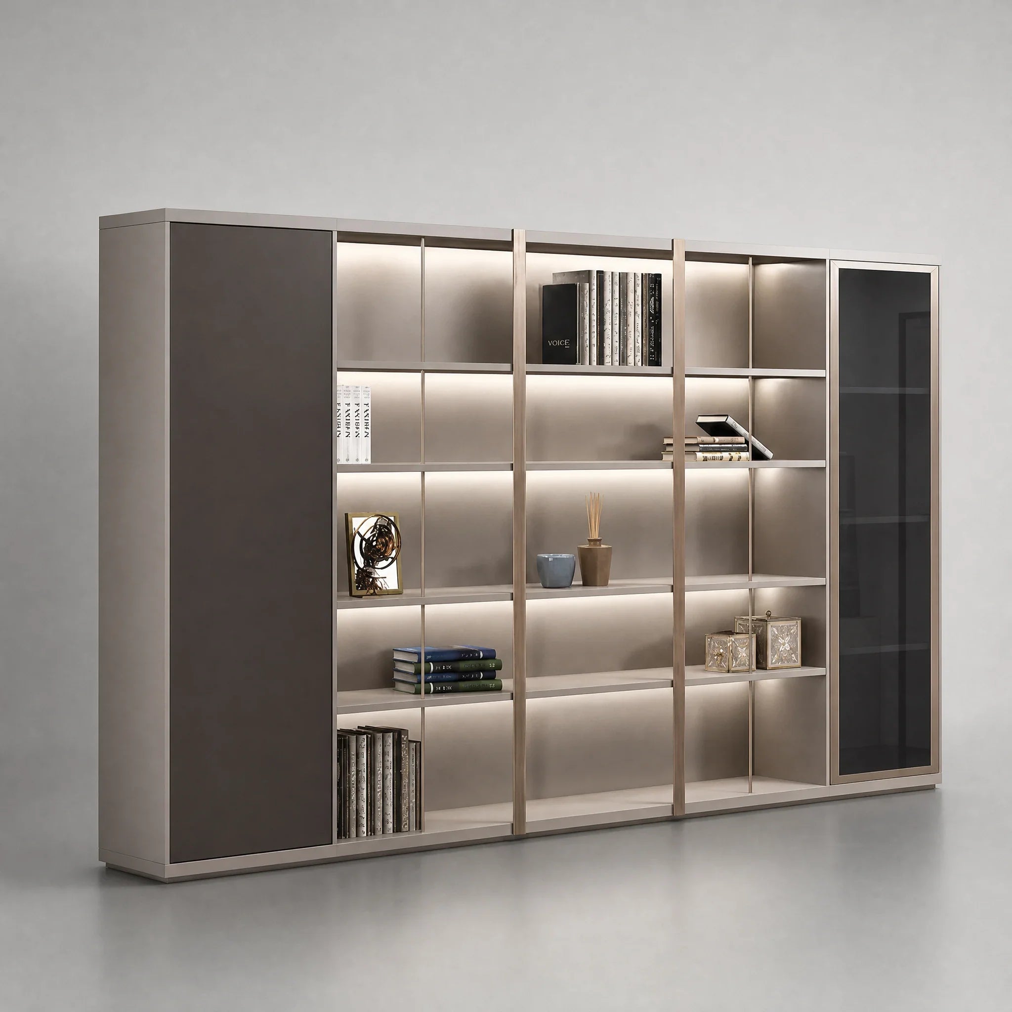 Langford · Office Shelves w/ Lighting & Wardrobe Storage