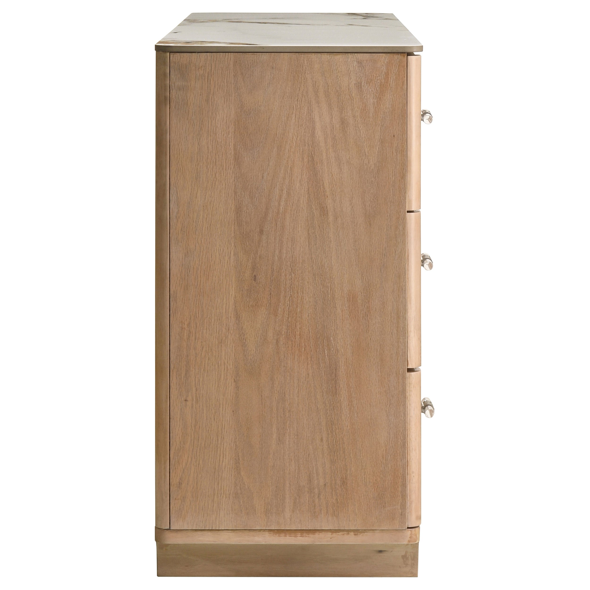 Leanne 6-drawer Sinter Stone Top Dresser Cabinet Light Oak