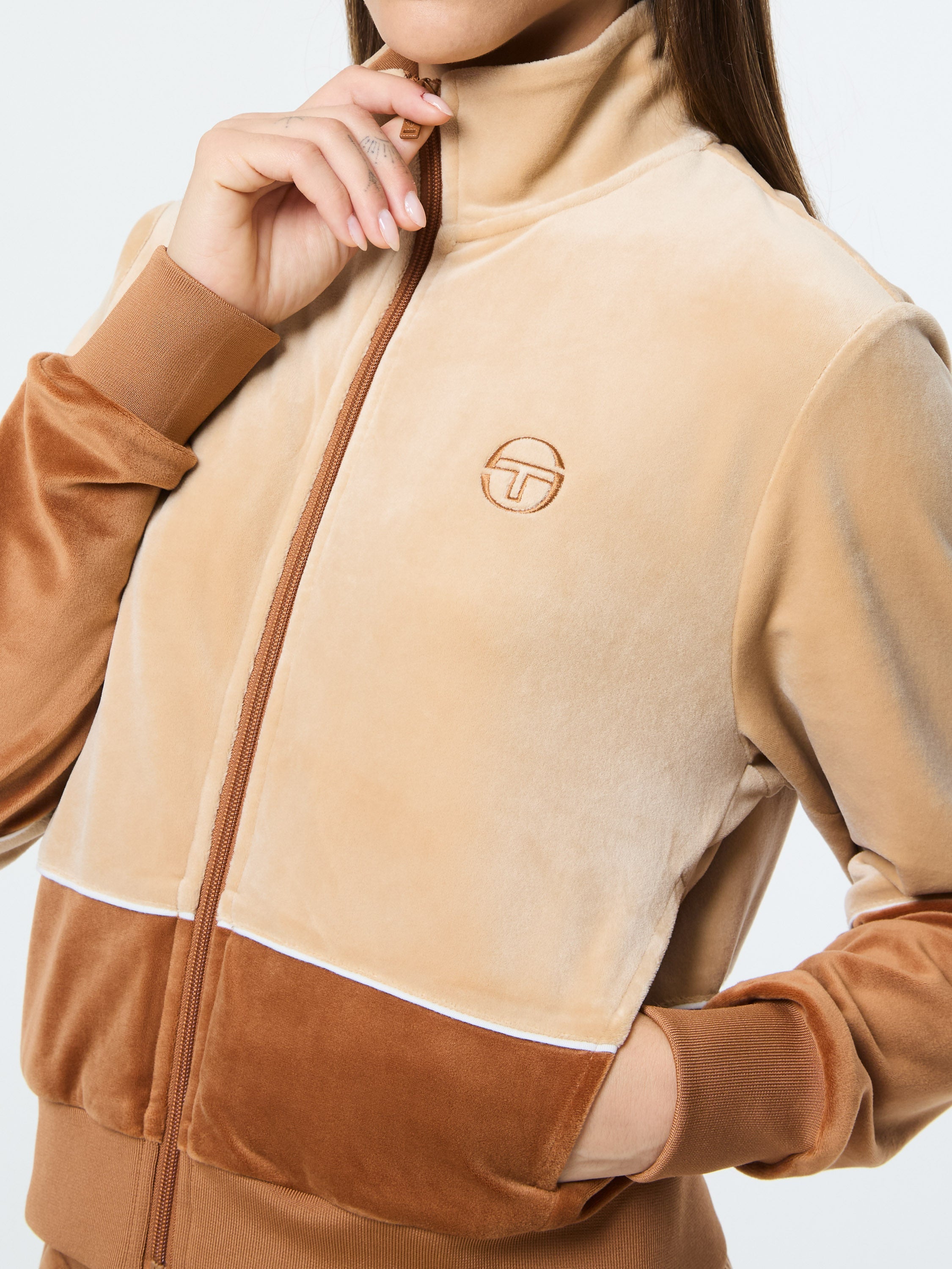 Lina Velour Track Jacket- Candied Ginger
