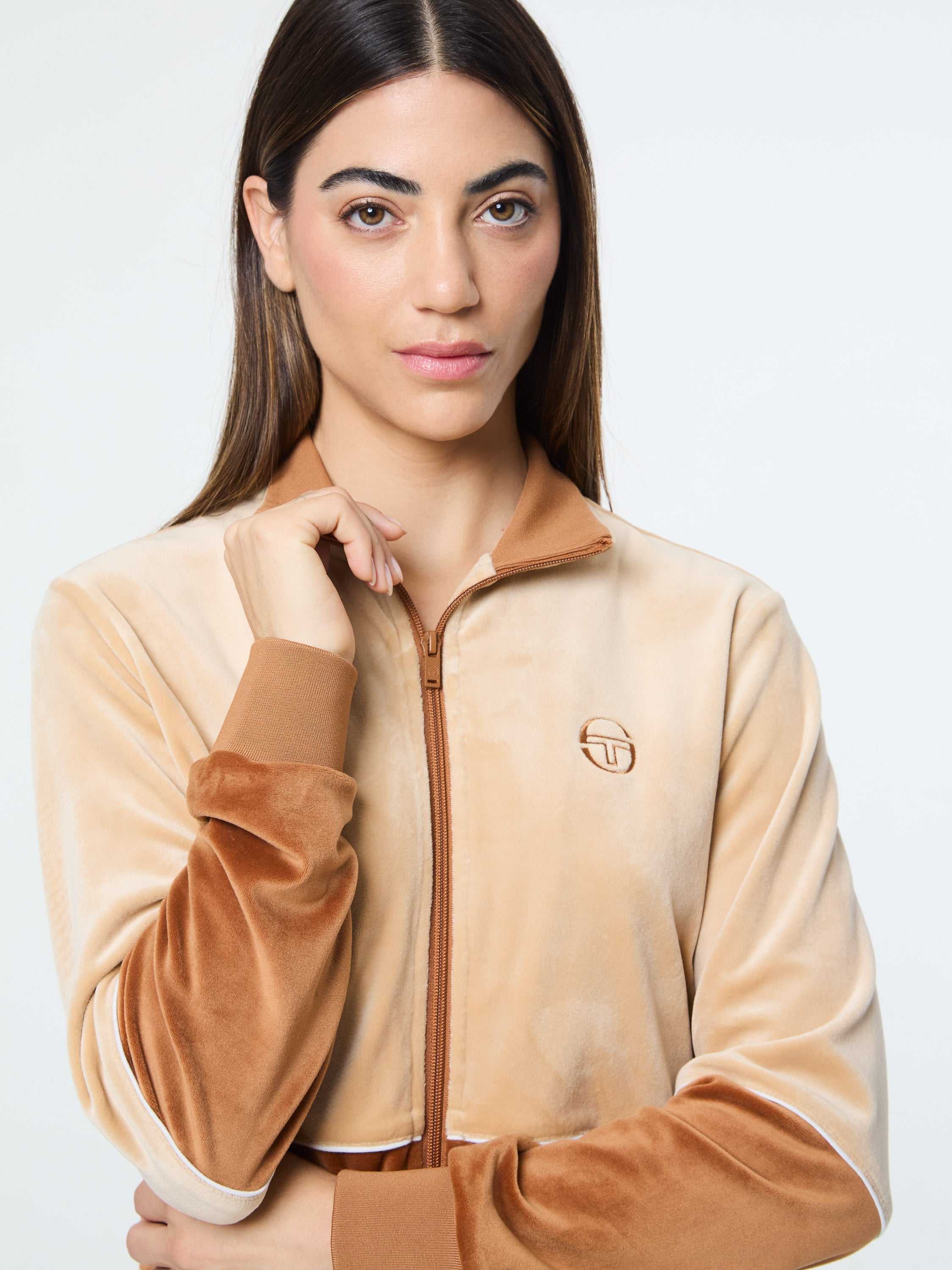 Lina Velour Track Jacket- Candied Ginger