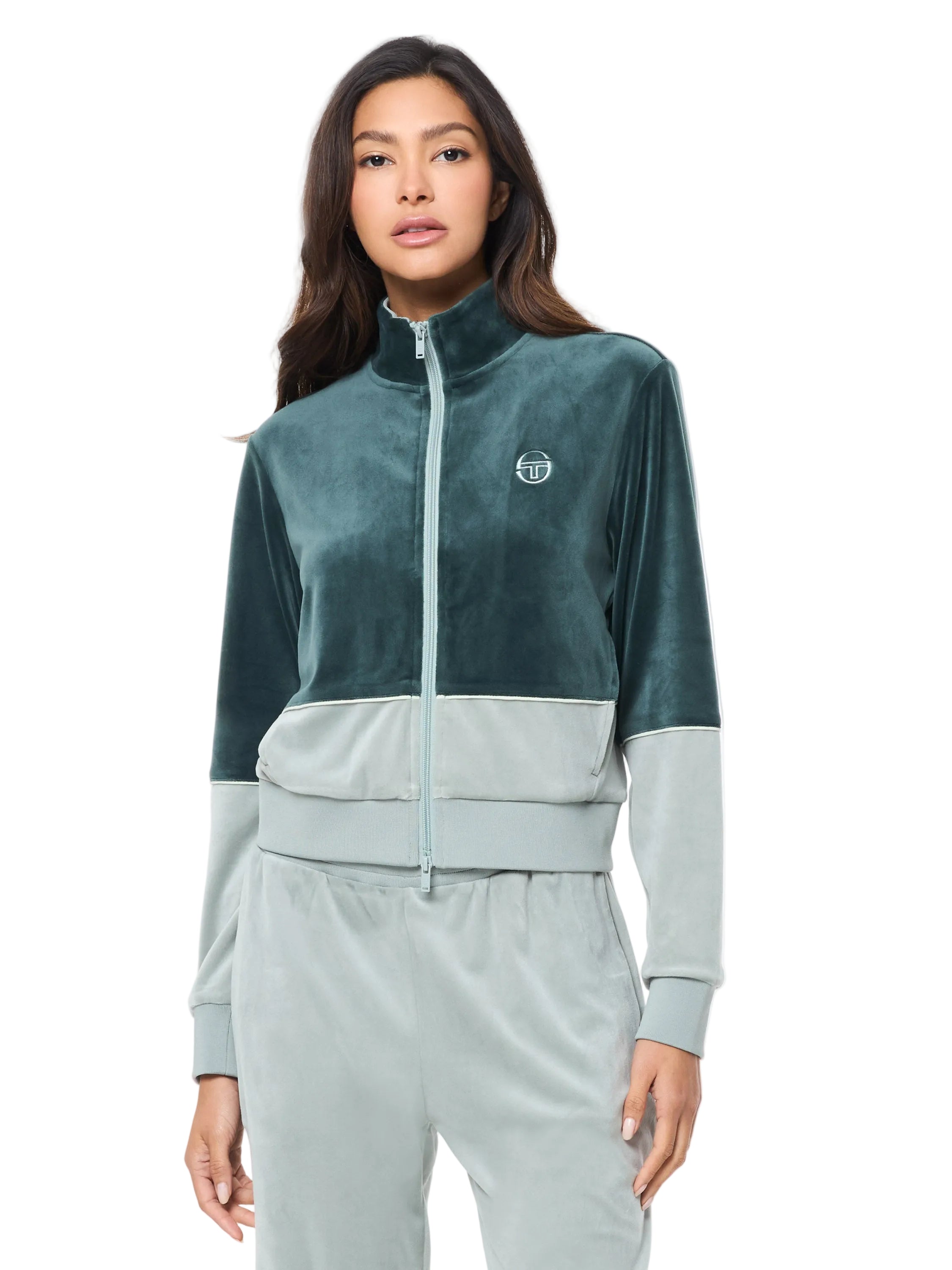 Lina Velour Track Jacket- Green Gables