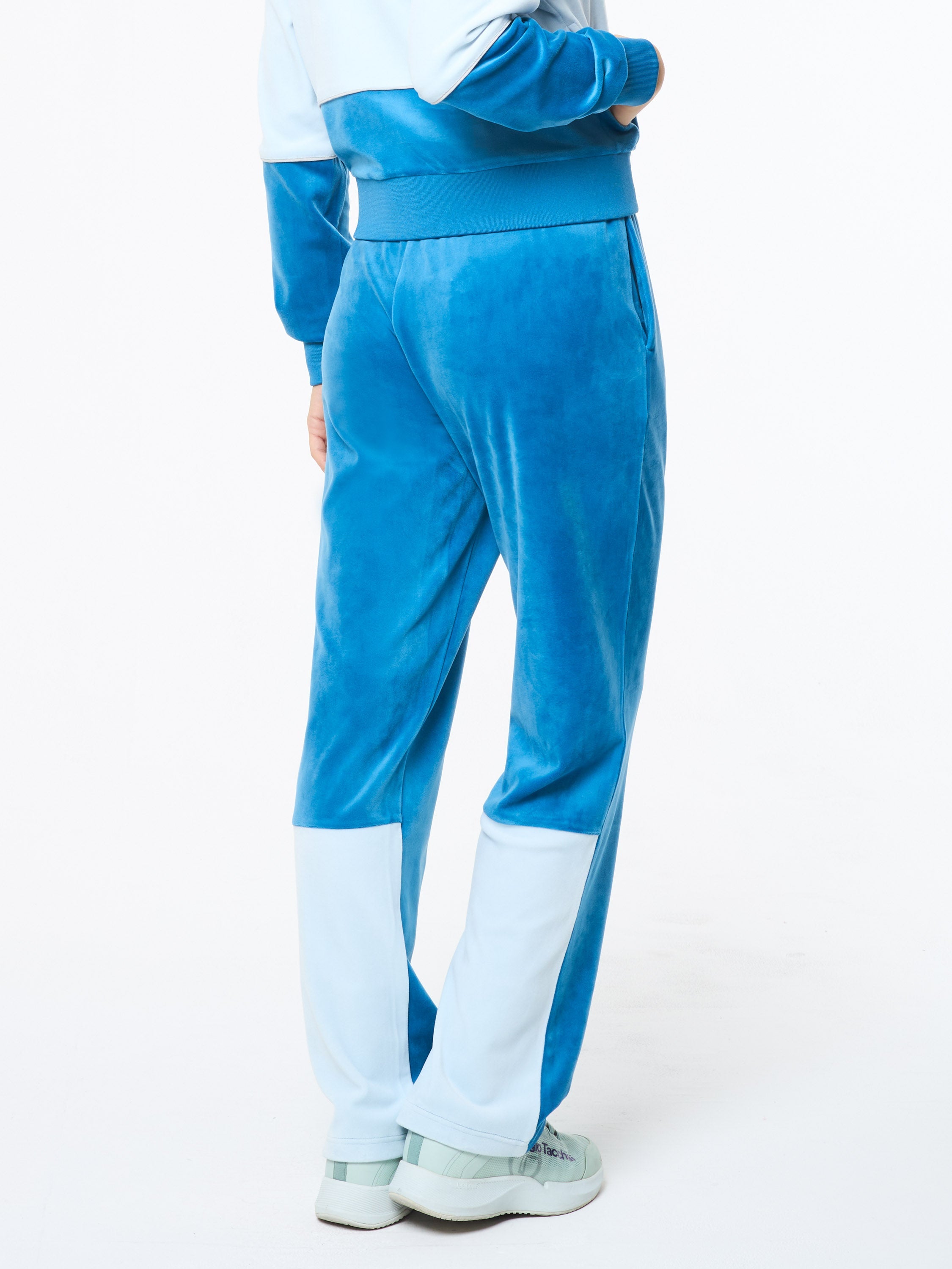 Lina Velour Track Pant- Baby Blue
