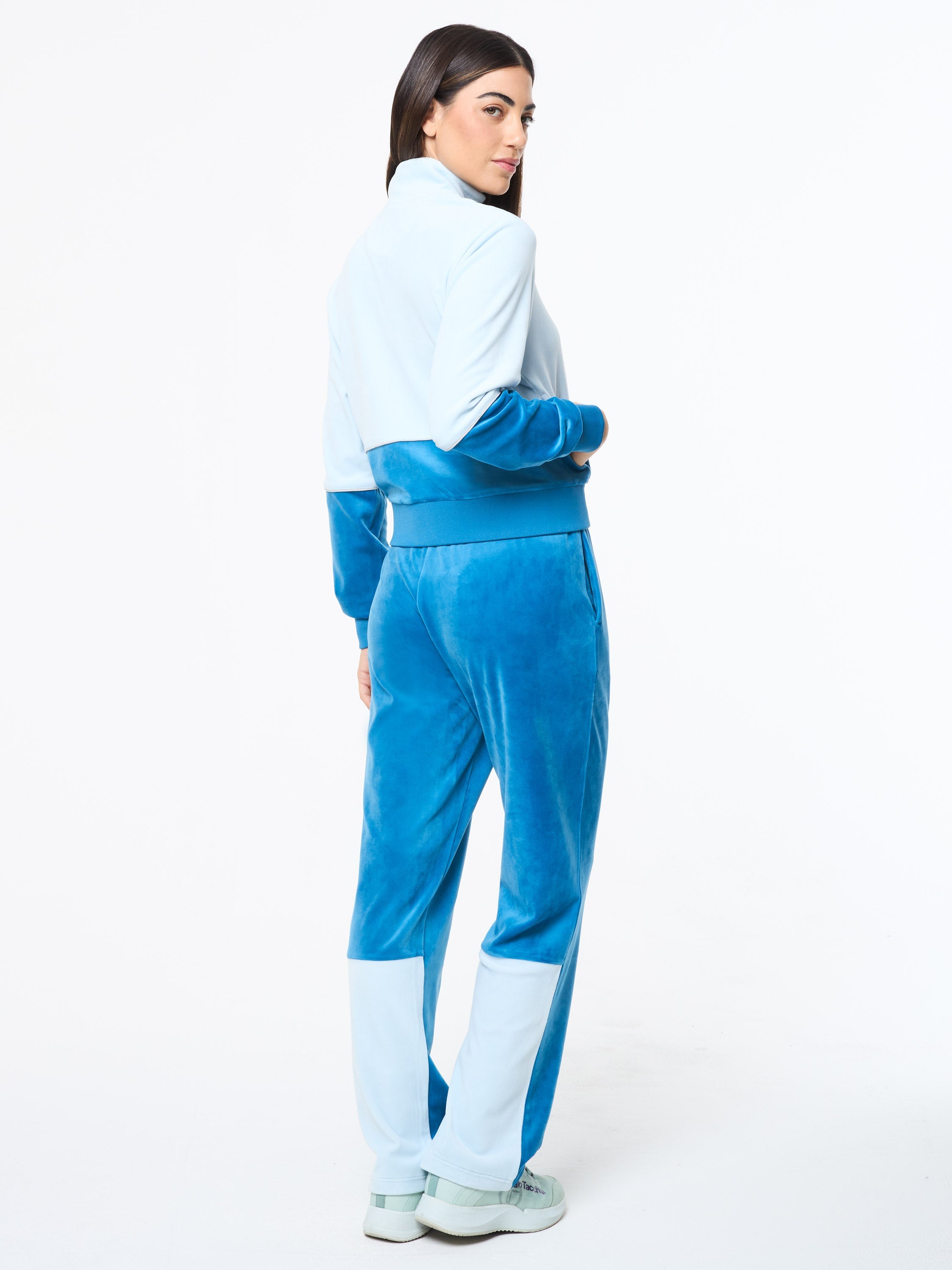 Lina Velour Track Pant- Baby Blue