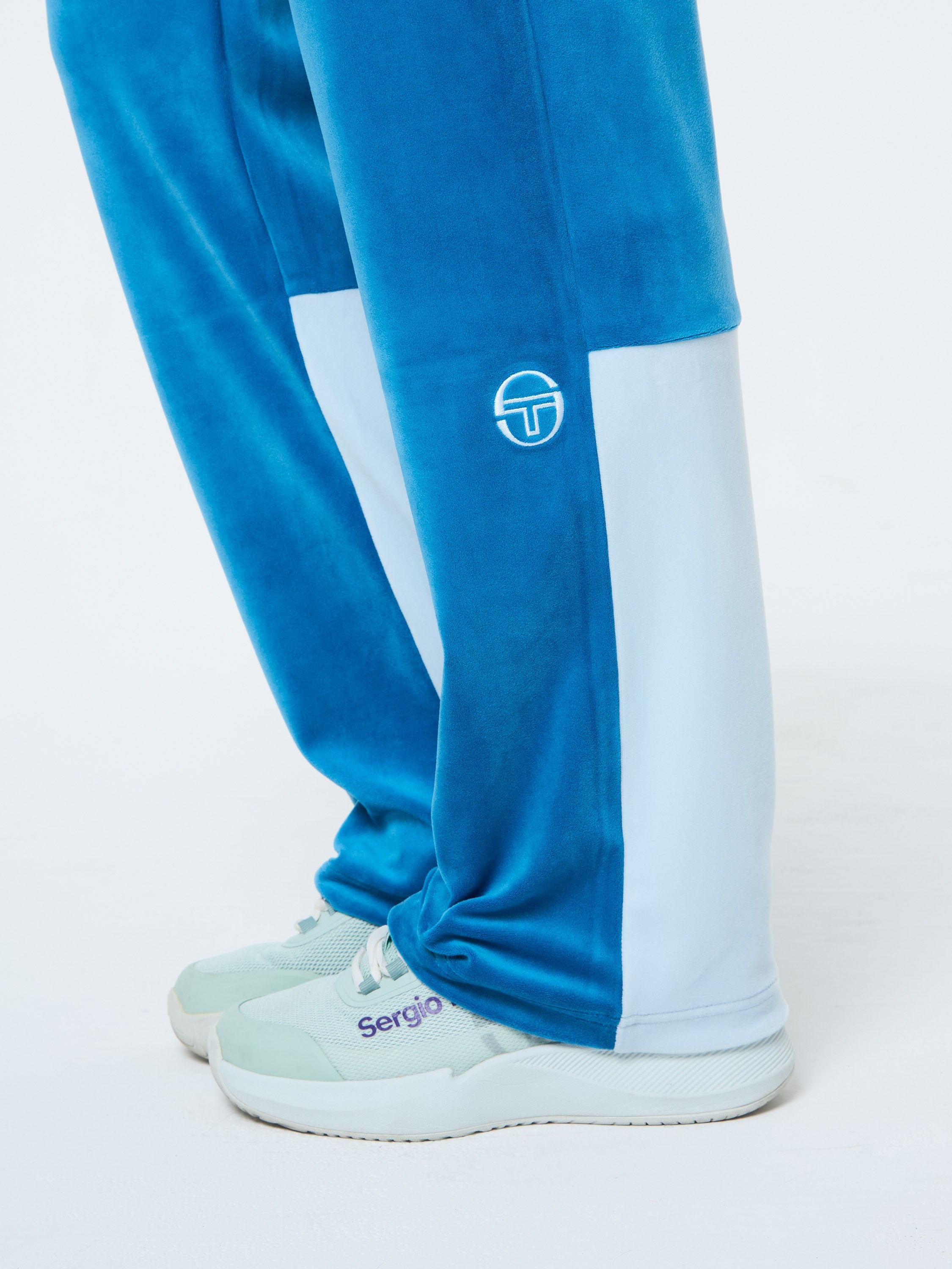 Lina Velour Track Pant- Baby Blue