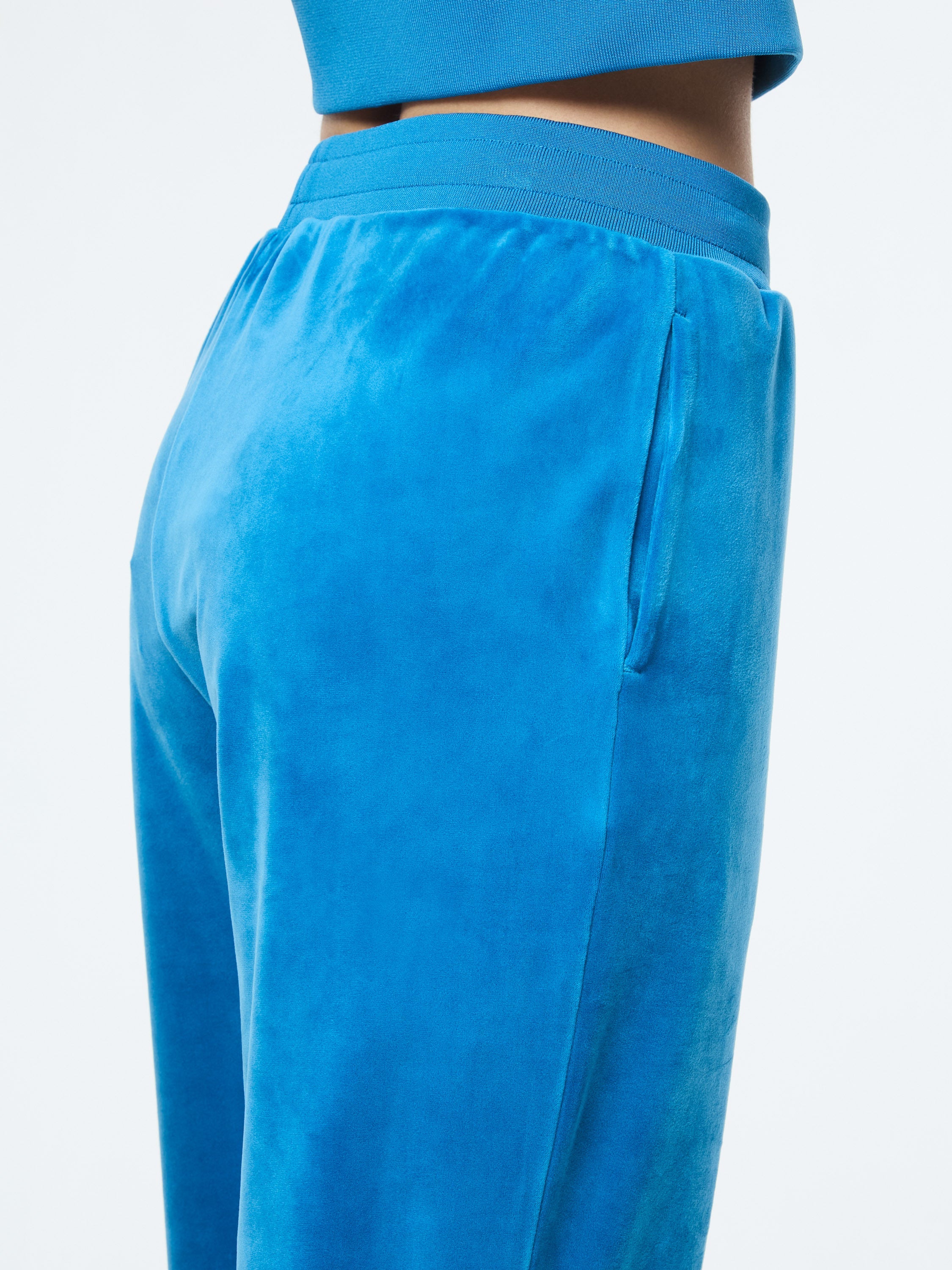 Lina Velour Track Pant- Baby Blue