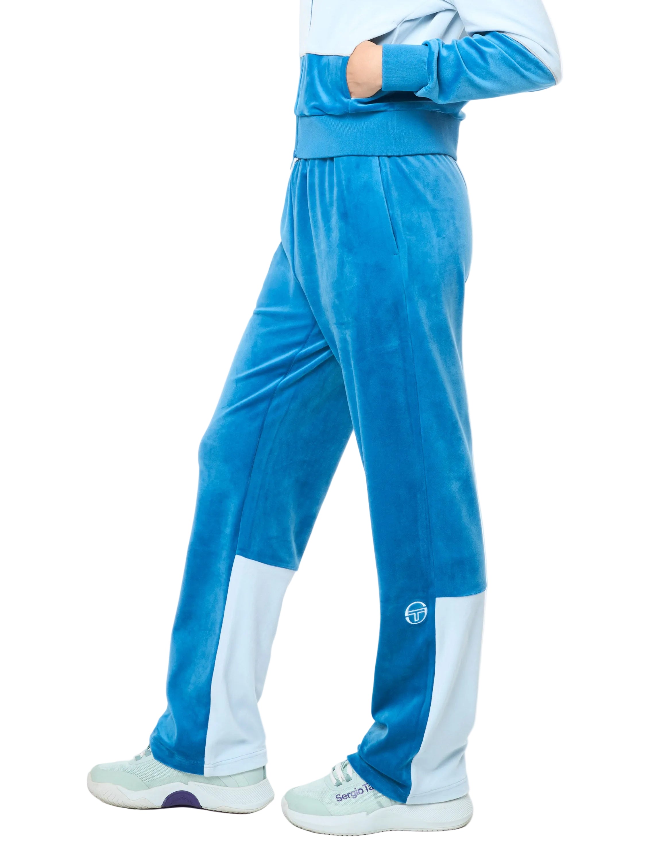 Lina Velour Track Pant- Baby Blue