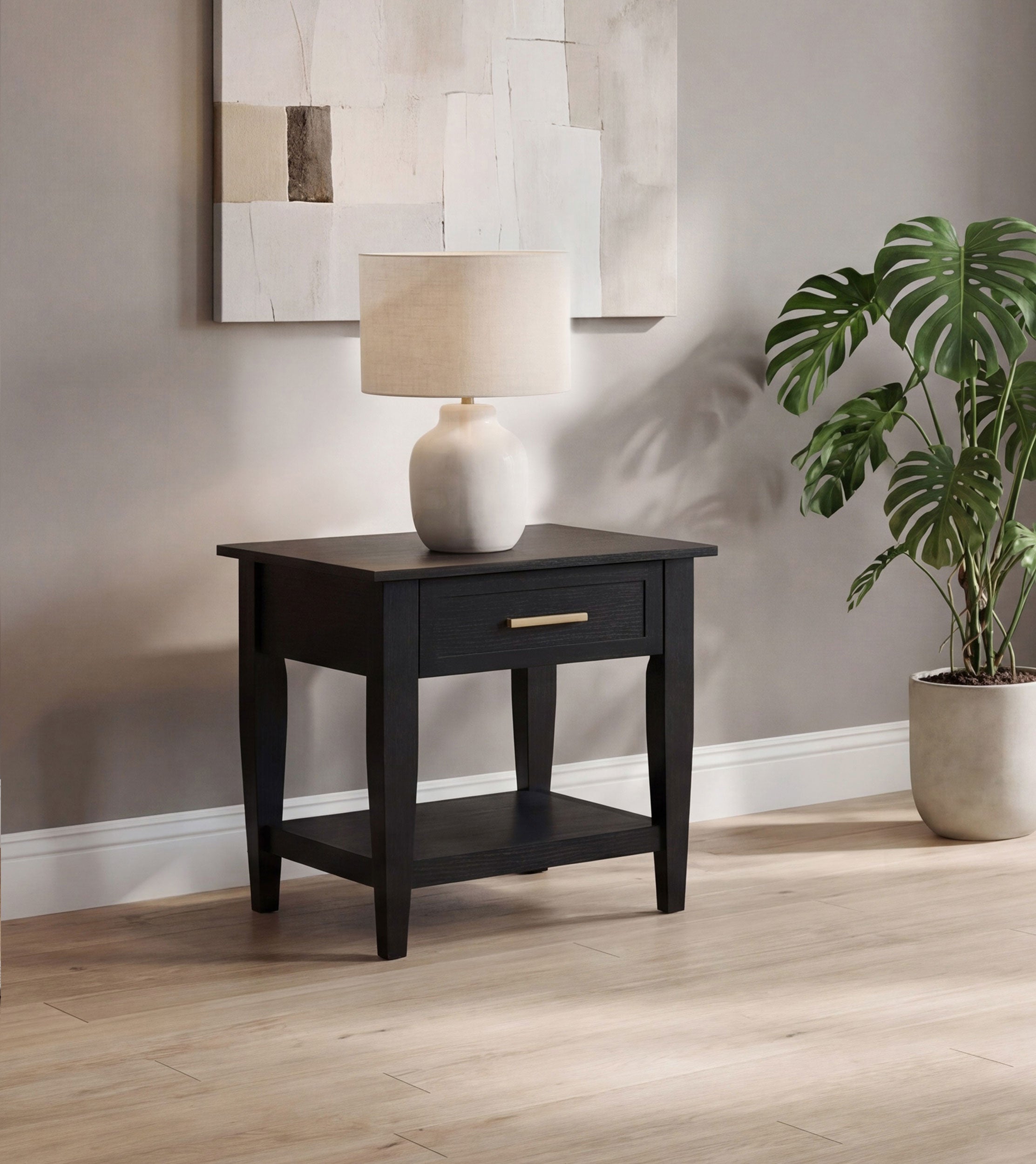 Lindenton 1-drawer Wood Occasional Side End Table Black