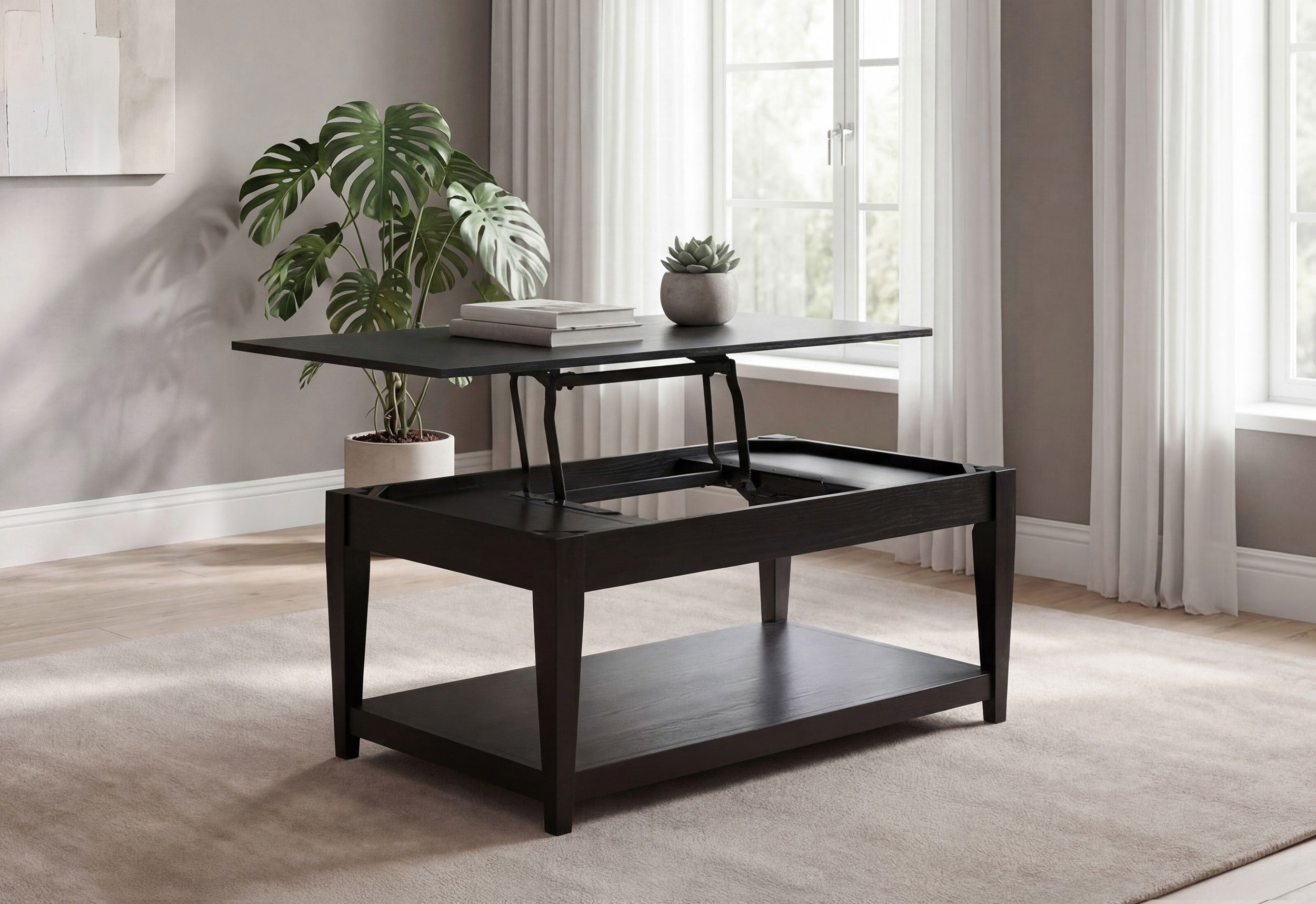 Lindenton Lift-Top Occasional Cocktail Coffee Table Black