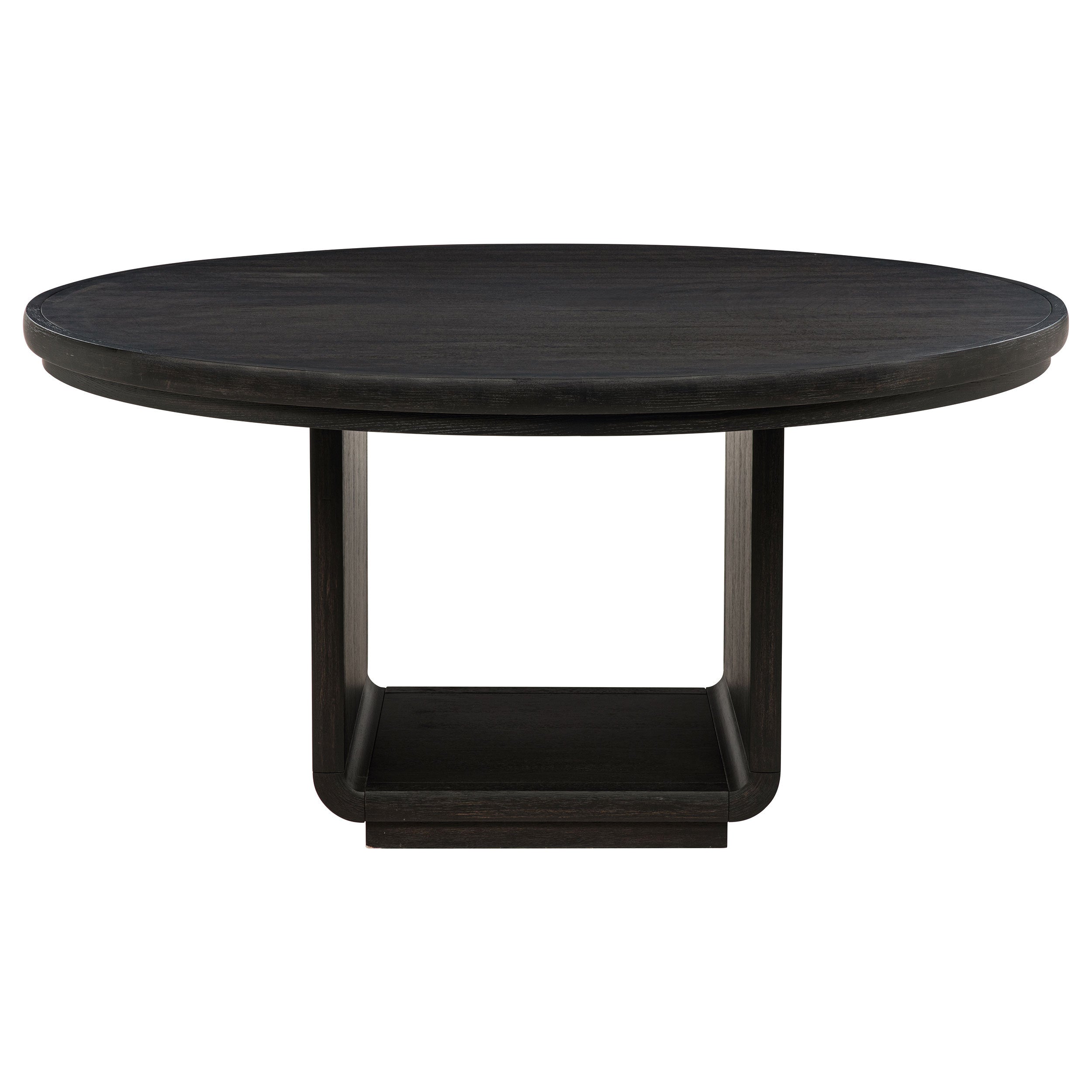 Luna 7-Piece Round Dining Set – Burnished Black Pedestal Table with Cream Upholstered Arm Chairs