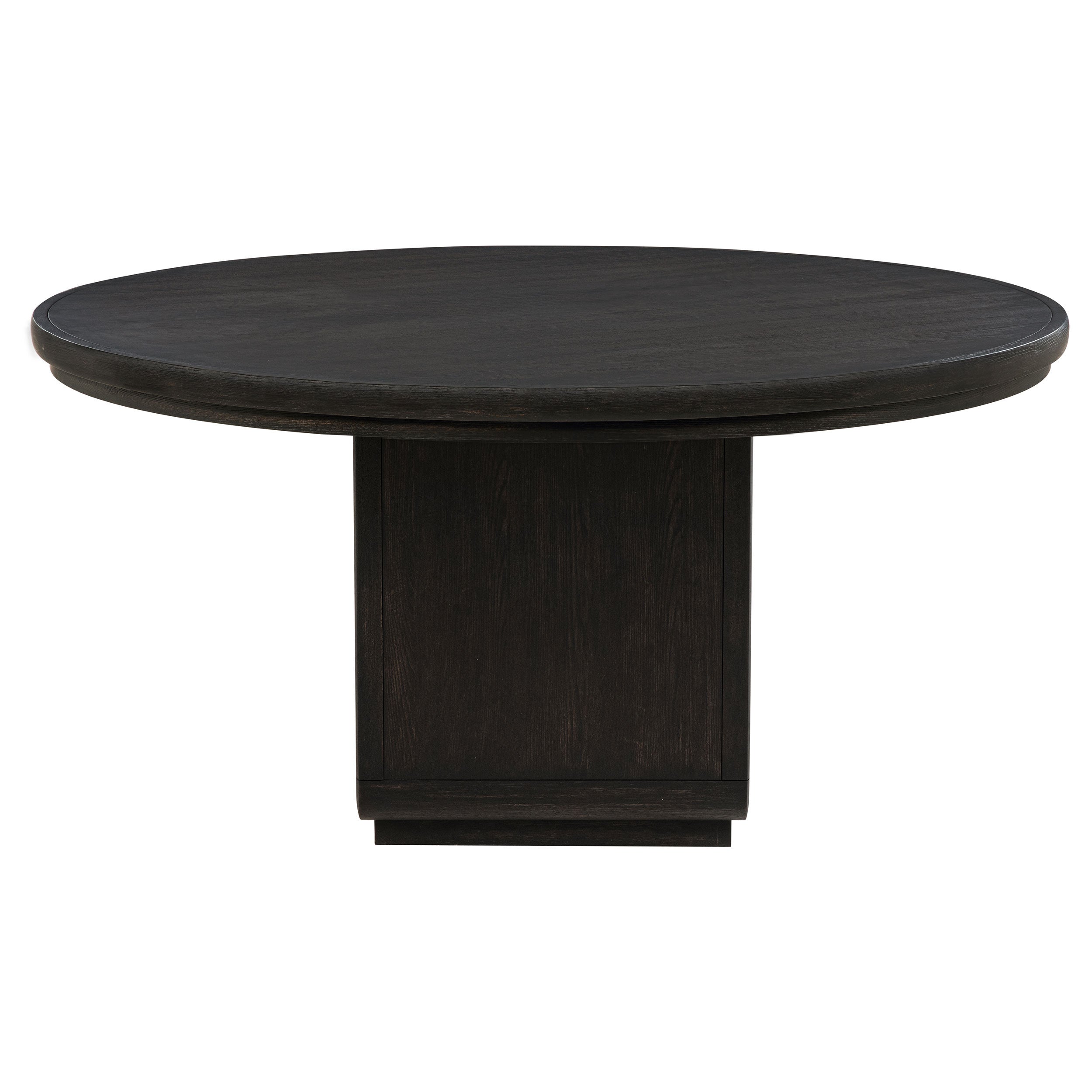 Luna 7-Piece Round Dining Set – Burnished Black Pedestal Table with Cream Upholstered Arm Chairs