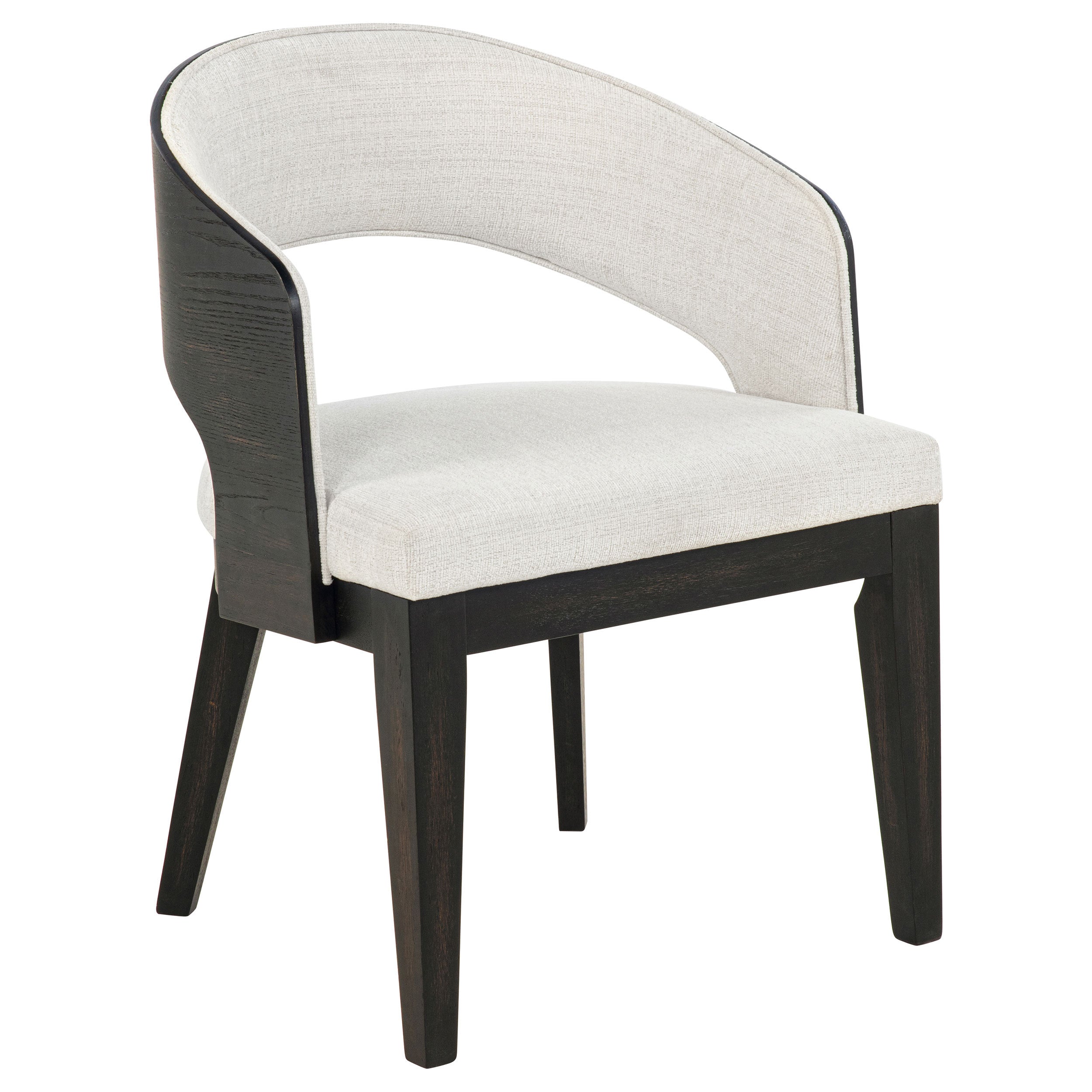 Luna 7-Piece Round Dining Set – Burnished Black Pedestal Table with Cream Upholstered Arm Chairs
