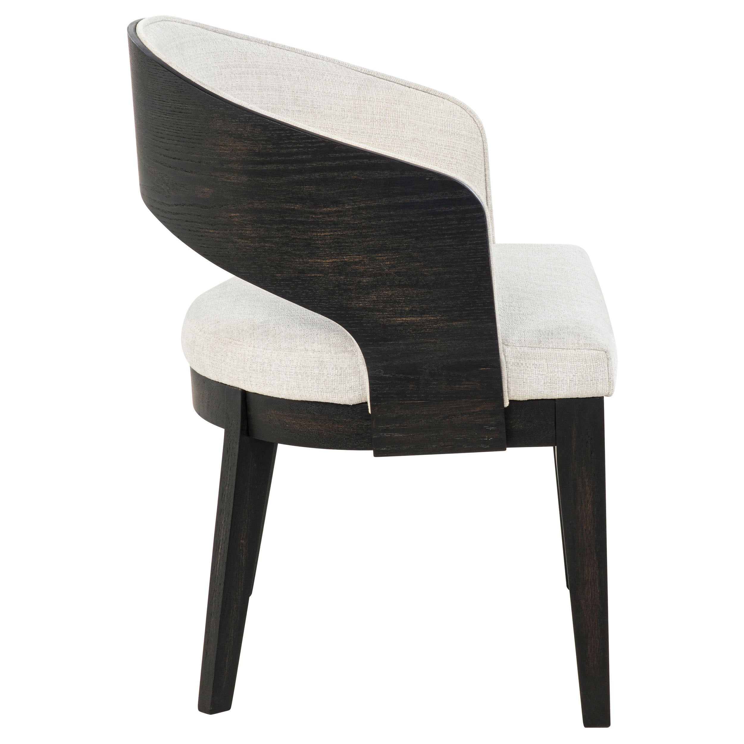 Luna 7-Piece Round Dining Set – Burnished Black Pedestal Table with Cream Upholstered Arm Chairs