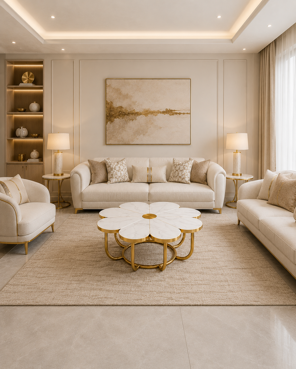 Luxe Blossom Marble Coffee Table