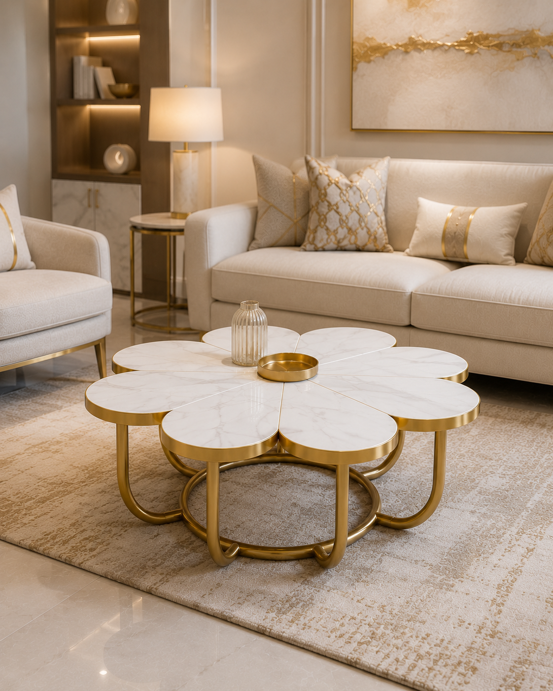 Luxe Blossom Marble Coffee Table