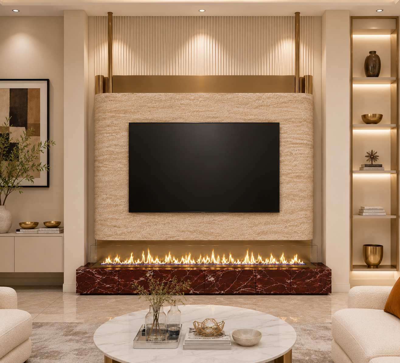 Luxe Entertainment Wall with Fireplace