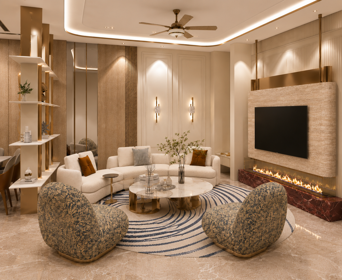 Luxe Entertainment Wall with Fireplace