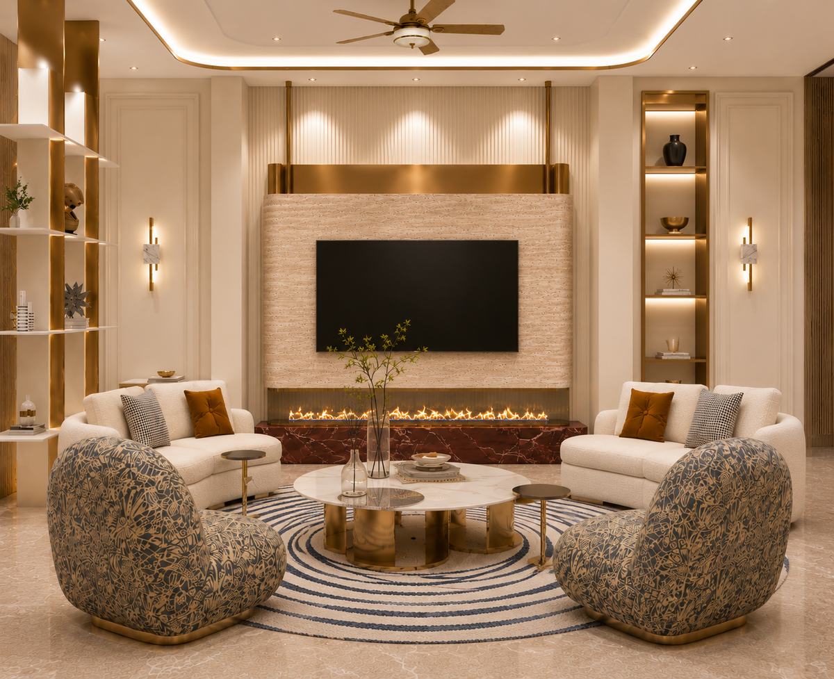 Luxe Entertainment Wall with Fireplace
