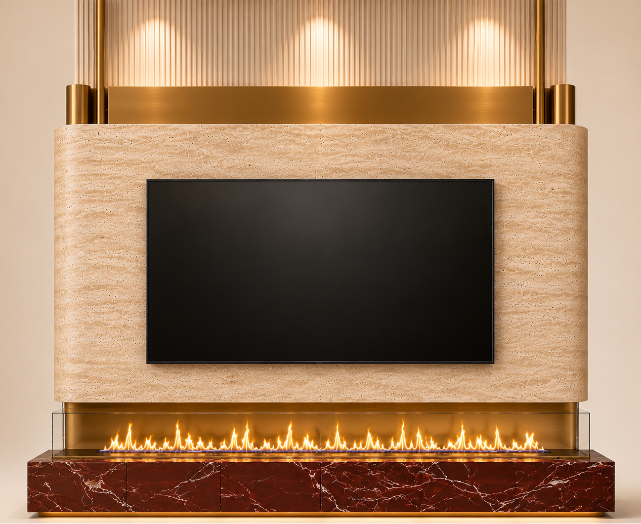 Luxe Entertainment Wall with Fireplace