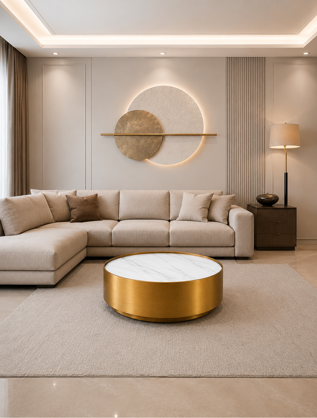 Luxe Gold Marble & Steel Coffee Table