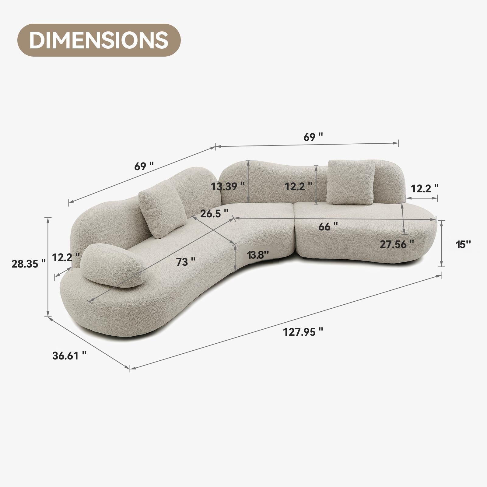 Luxury Crescent Bouclé Sofa