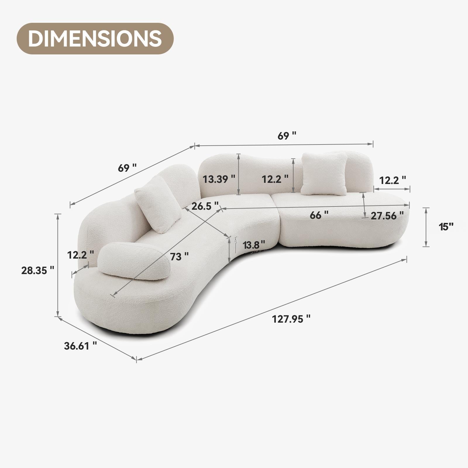 Luxury Crescent Bouclé Sofa