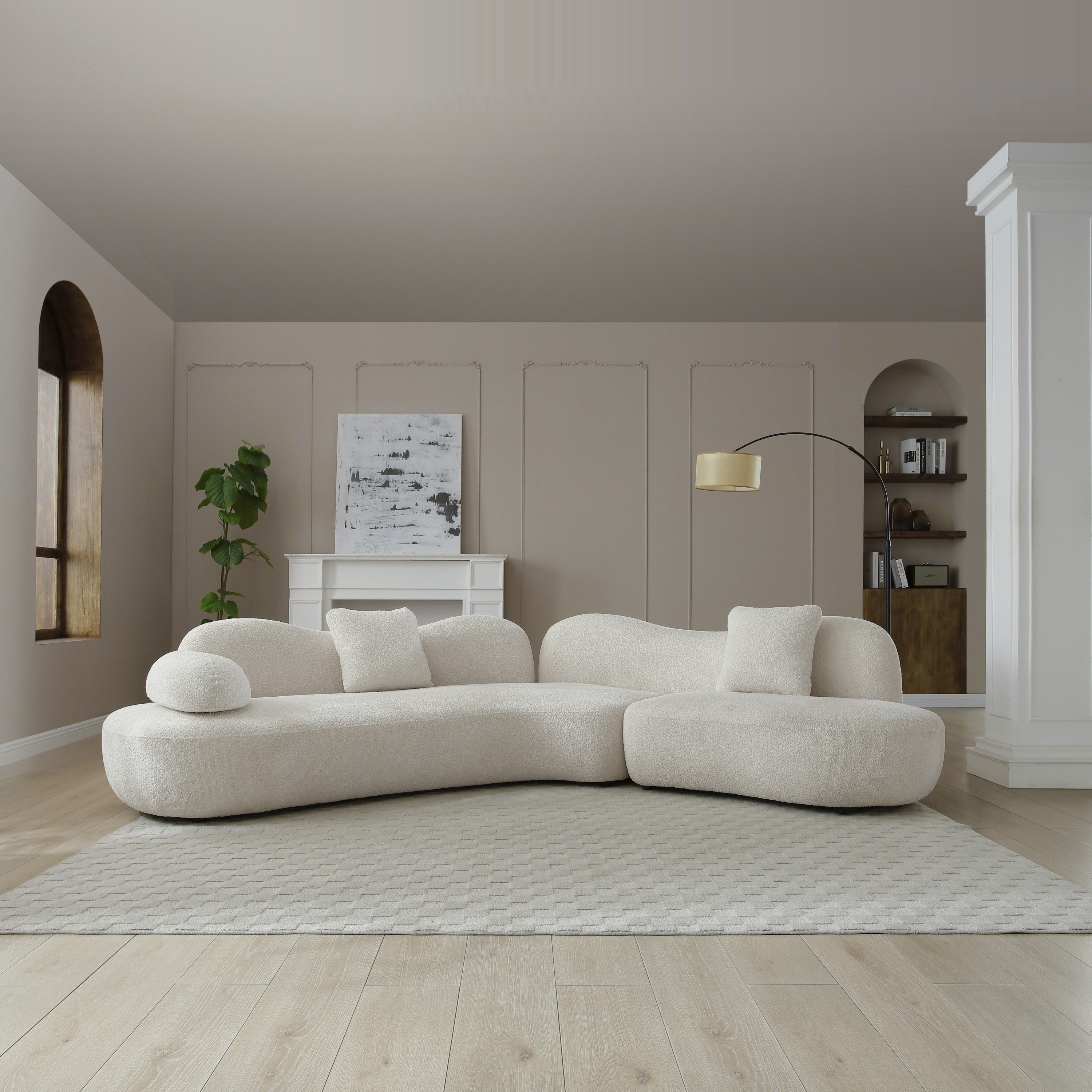 Luxury Crescent Bouclé Sofa