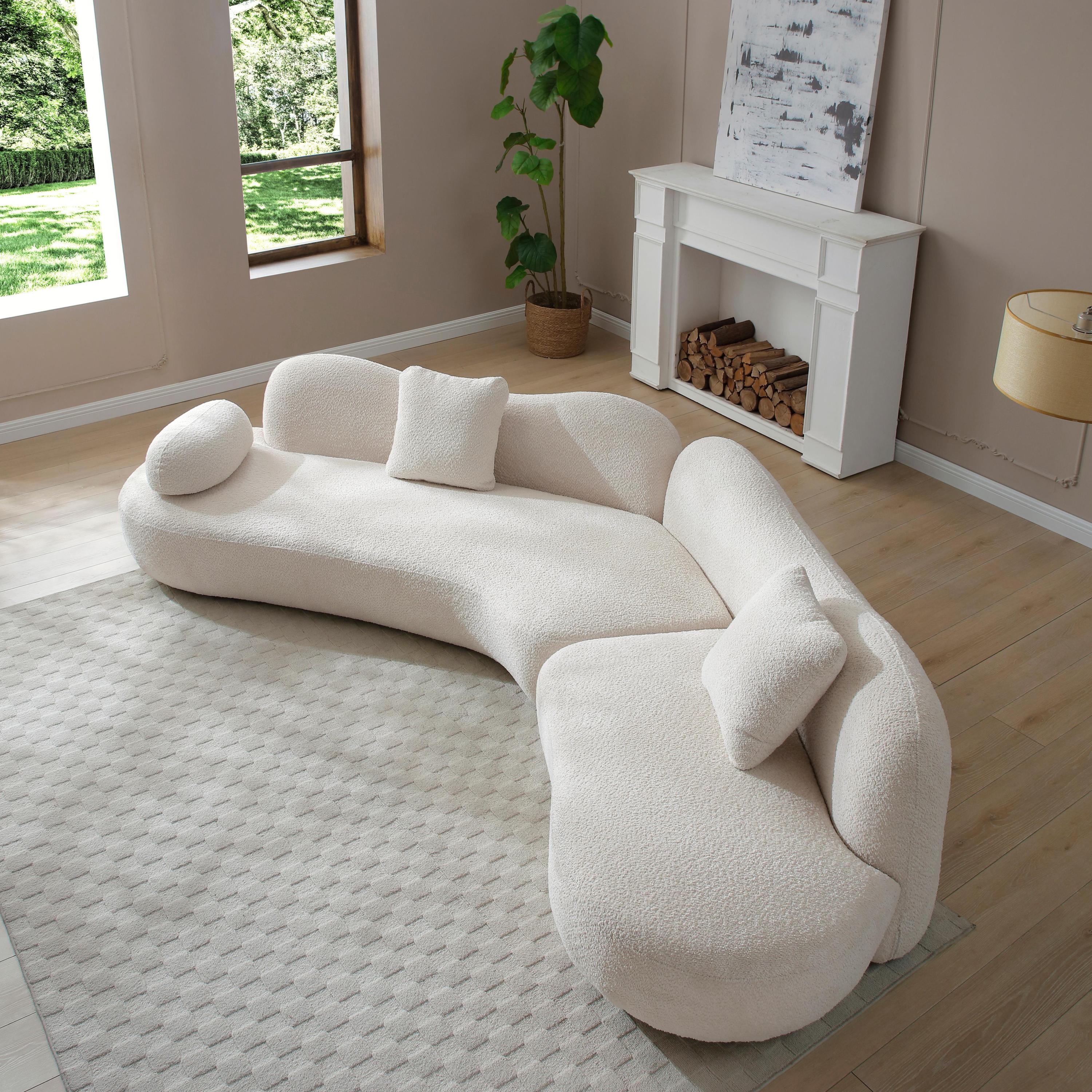 Luxury Crescent Bouclé Sofa