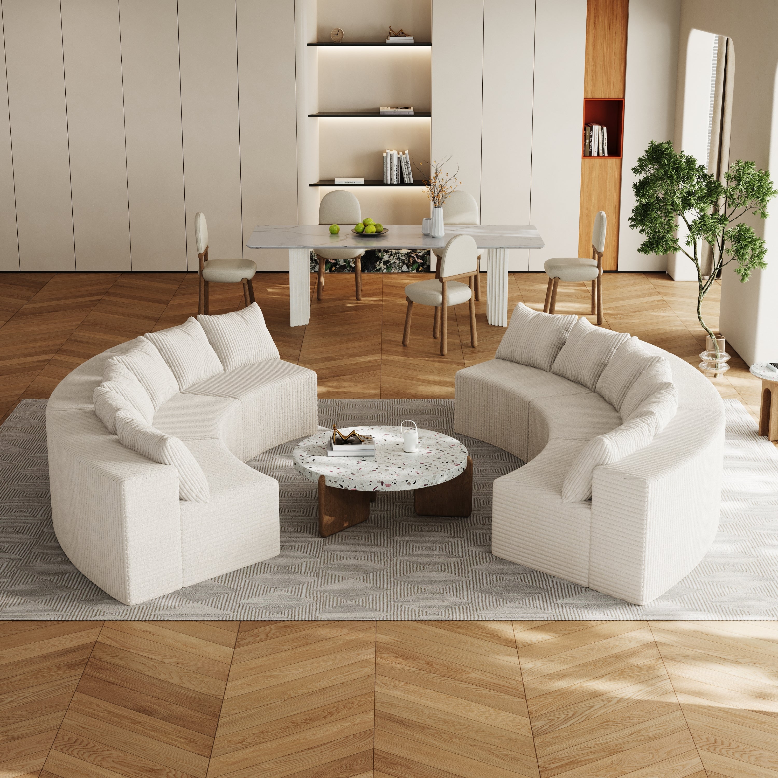 Luxury Curved Corduroy Sectional Sofa