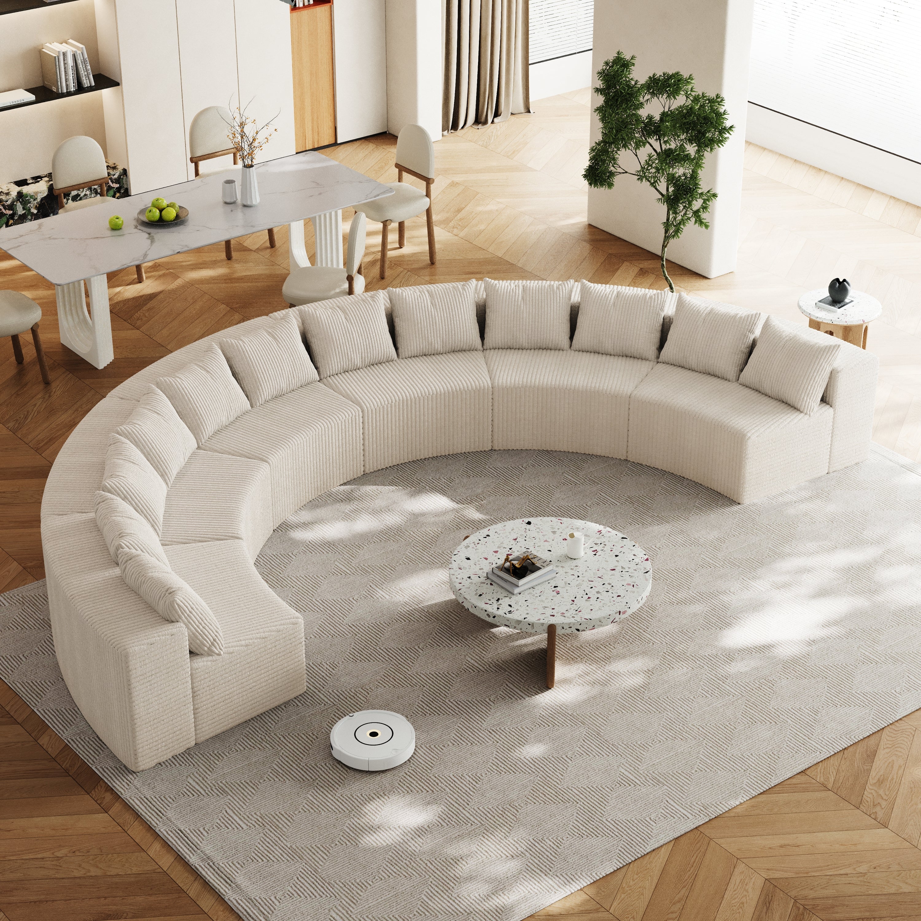 Luxury Curved Corduroy Sectional Sofa