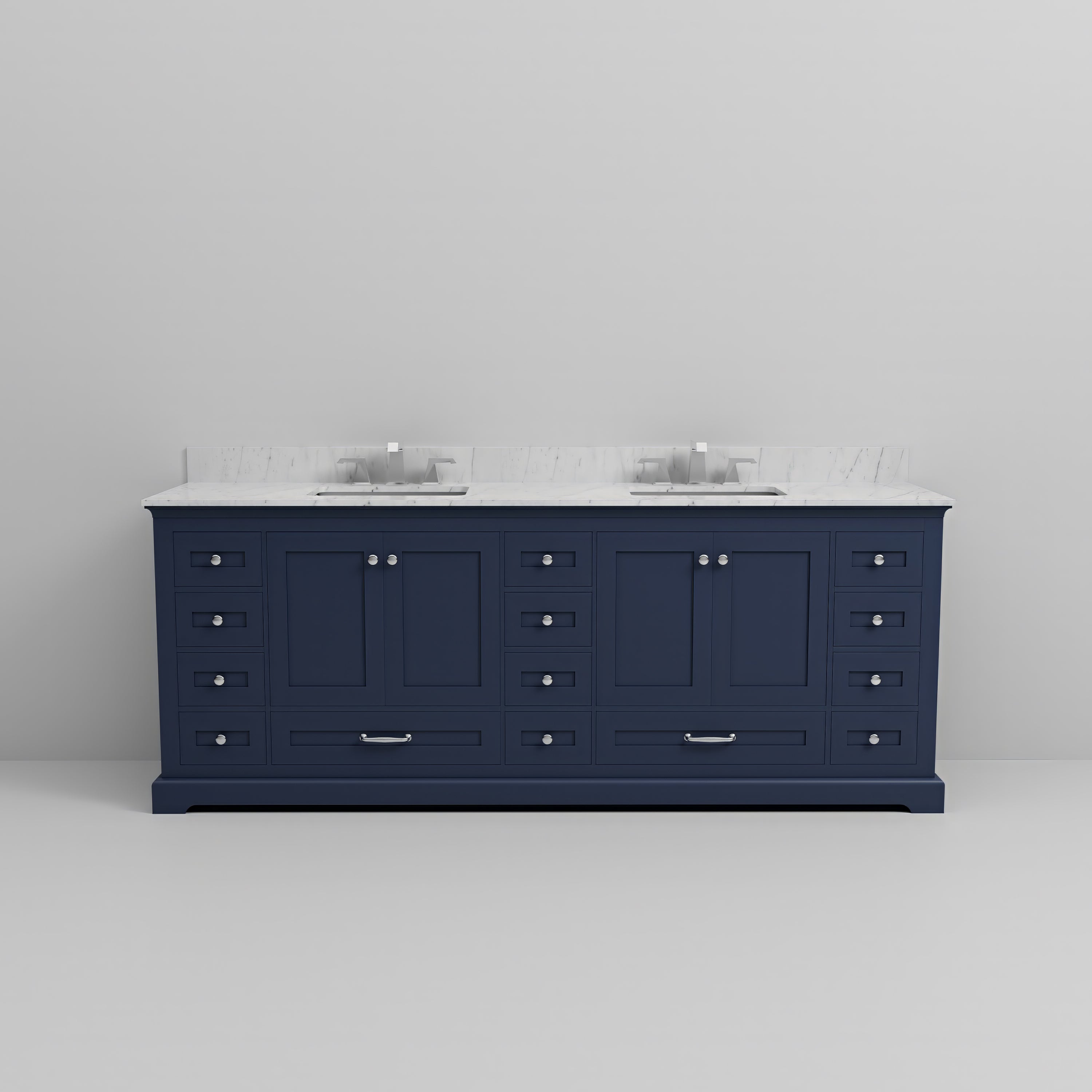 Luxury Marble Top Bathroom Vanity with Faucet – Navy Blue