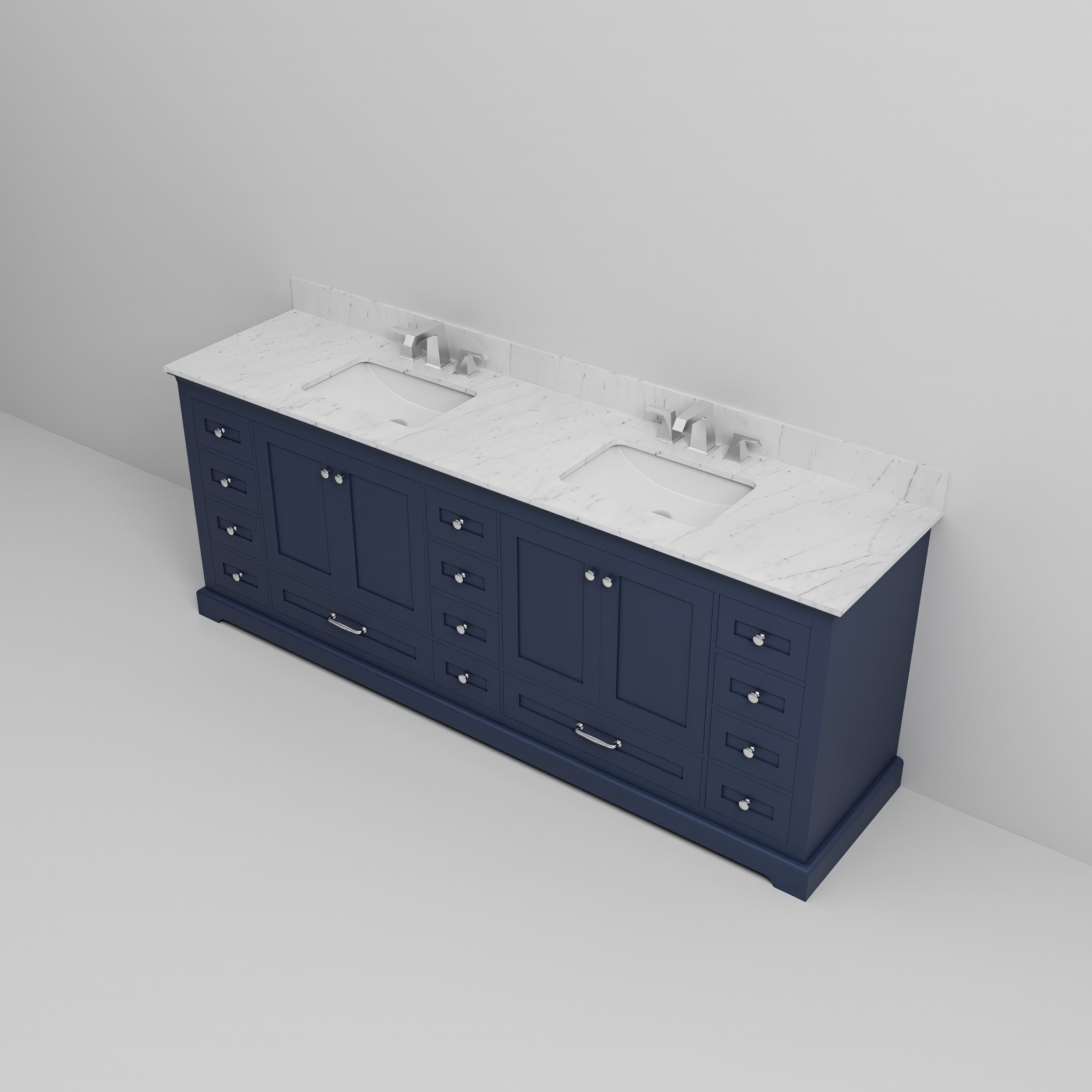Luxury Marble Top Bathroom Vanity with Faucet – Navy Blue