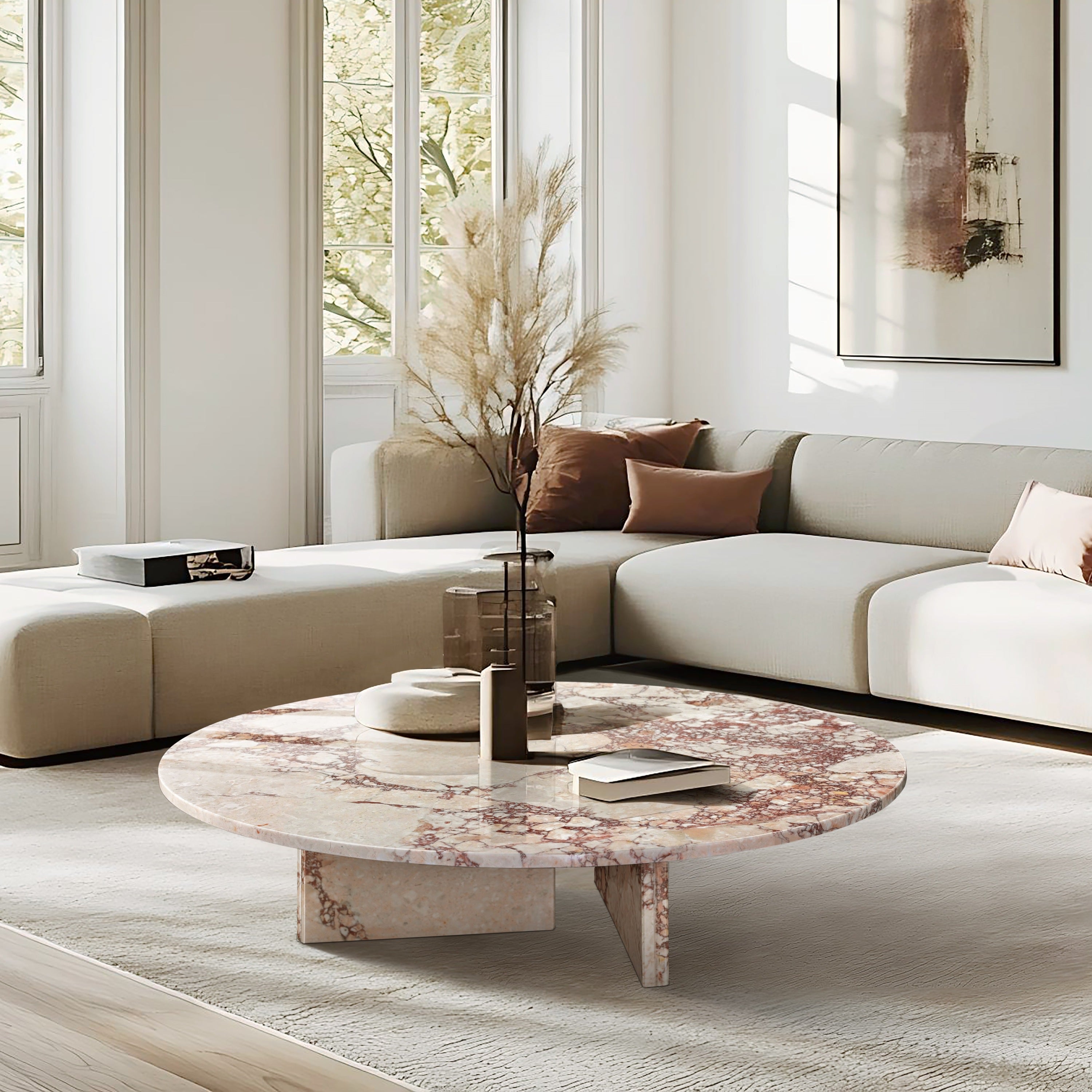 Luxury Pink Natural Marble Coffee Table