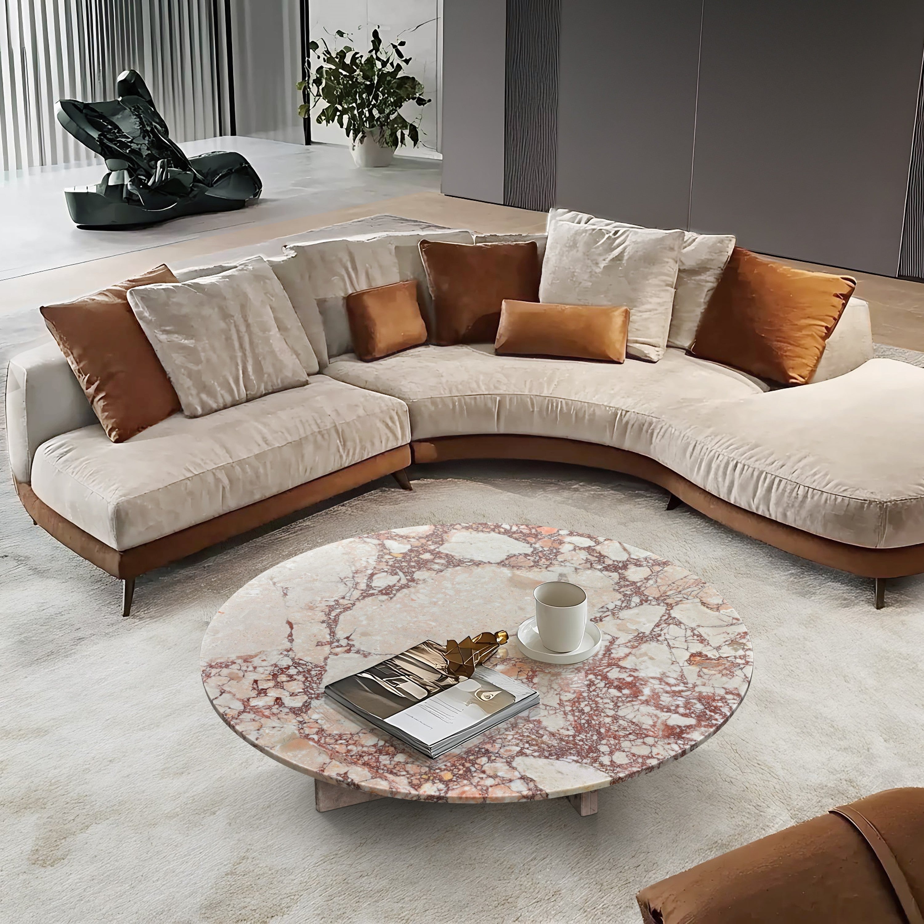 Luxury Pink Natural Marble Coffee Table