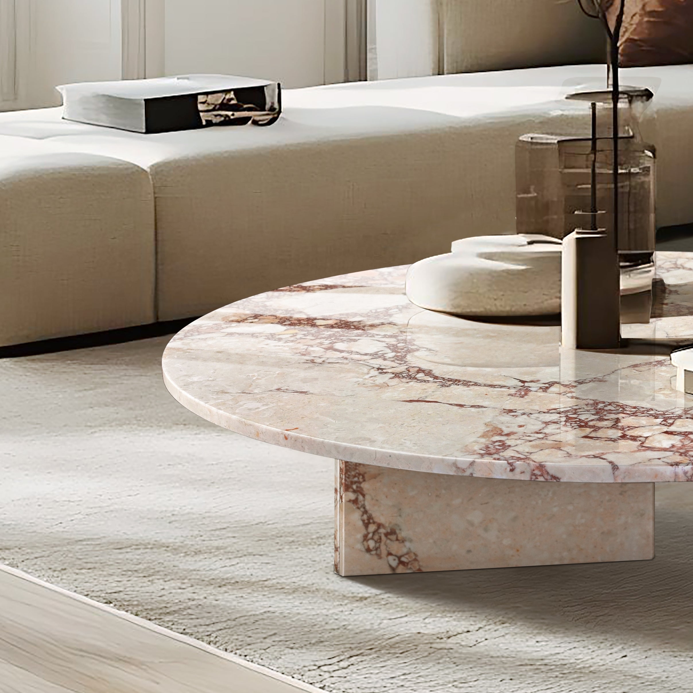 Luxury Pink Natural Marble Coffee Table