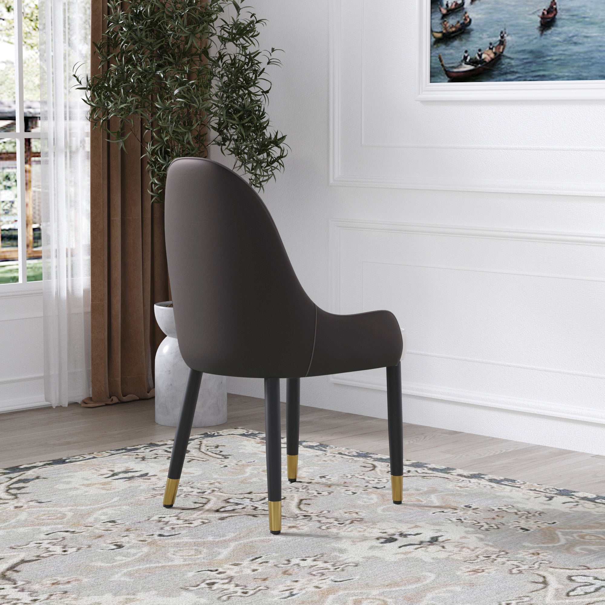 Luxury Round Marble Dining Table Set with Rotating Turntable & 6 Chairs