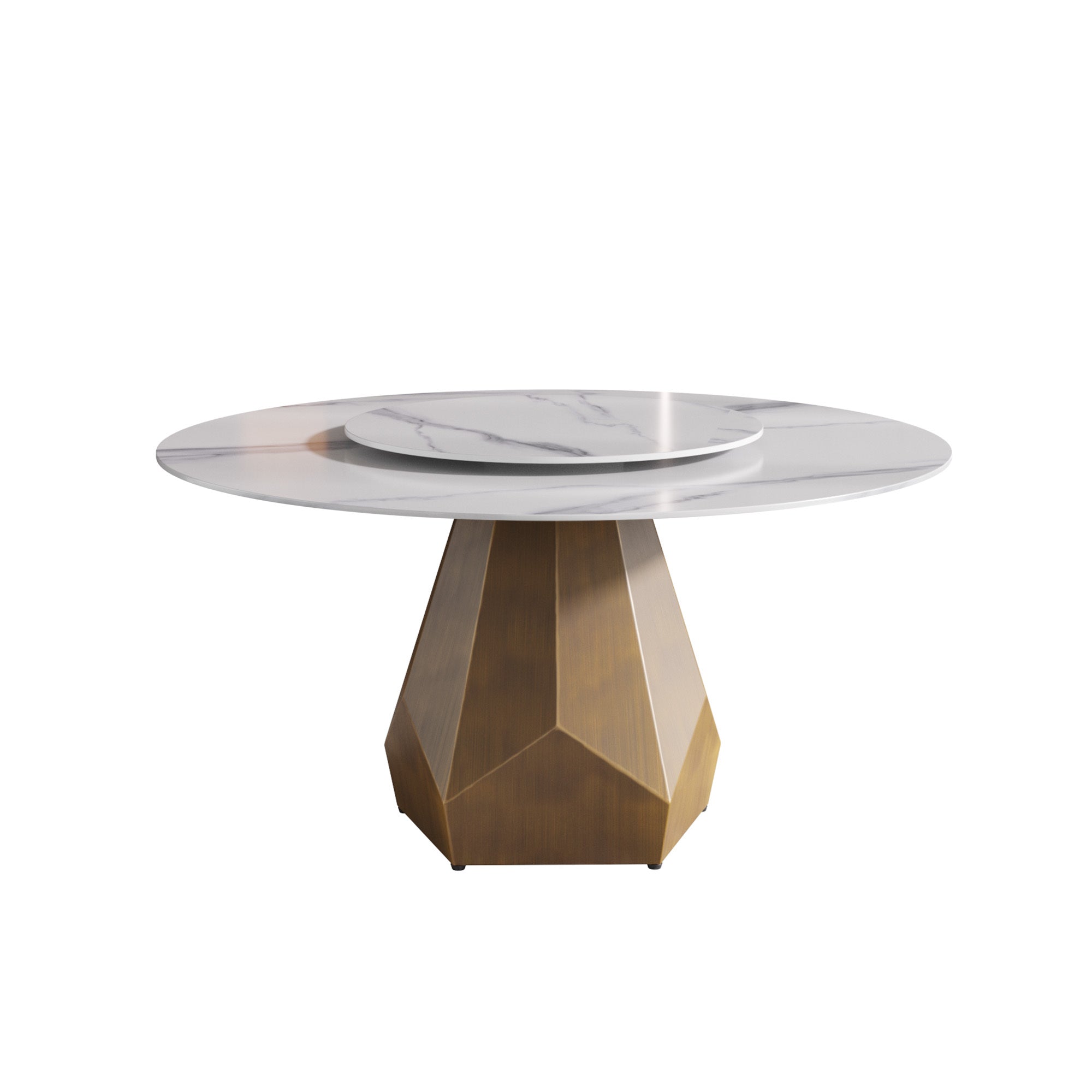 Luxury Round Marble Dining Table Set with Rotating Turntable & 6 Chairs