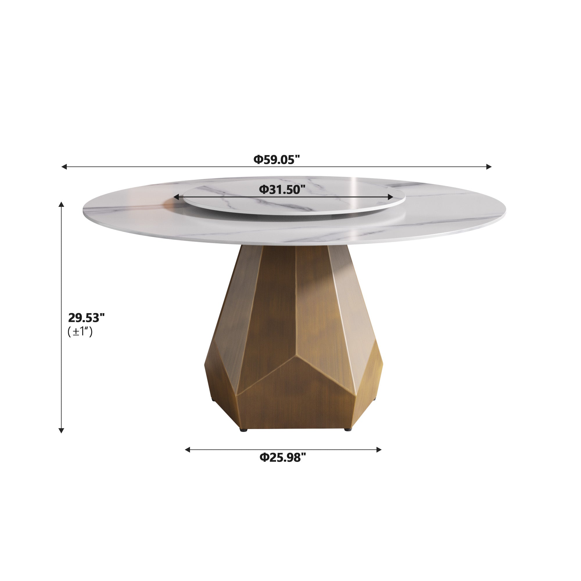 Luxury Round Marble Dining Table Set with Rotating Turntable & 6 Chairs