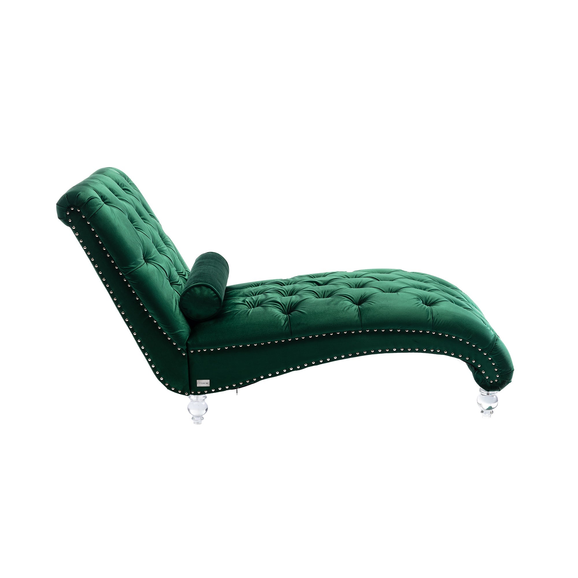 Luxury Tufted Emerald Velvet Lounge Chair Matching Accent Pillow