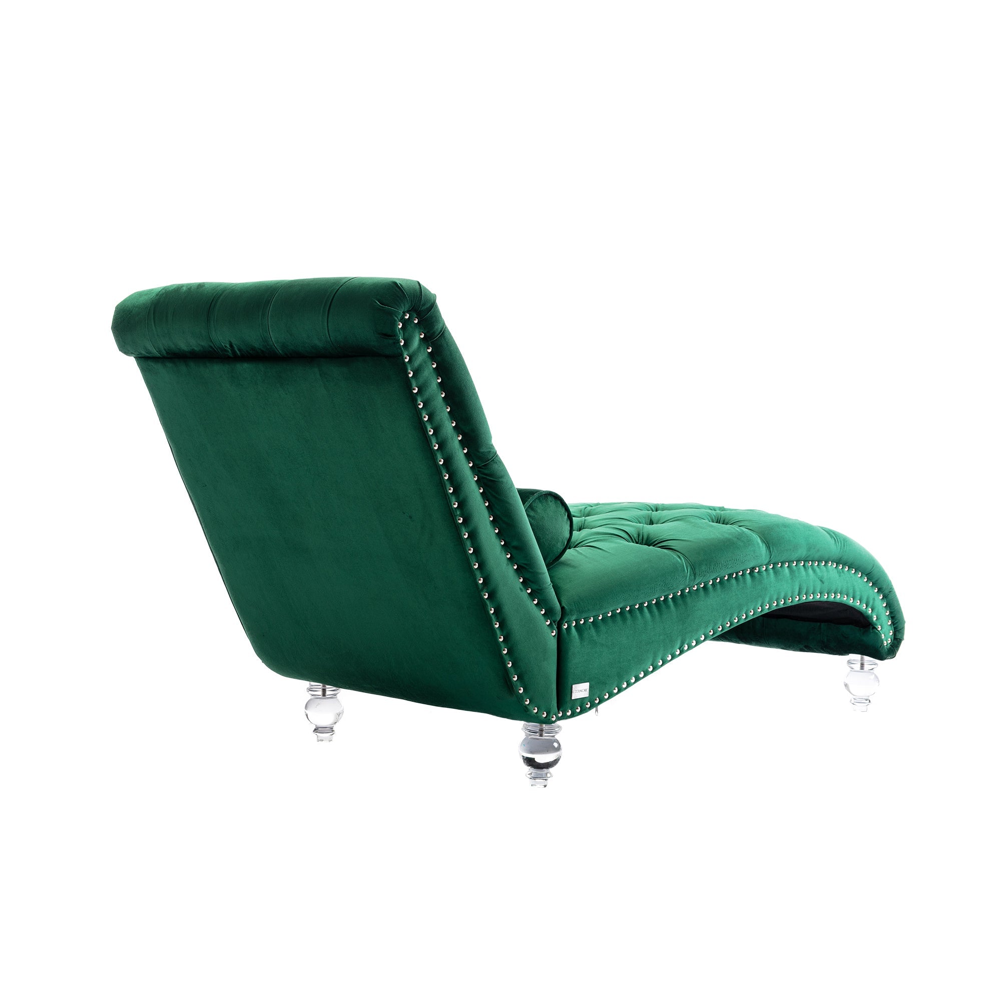 Luxury Tufted Emerald Velvet Lounge Chair Matching Accent Pillow