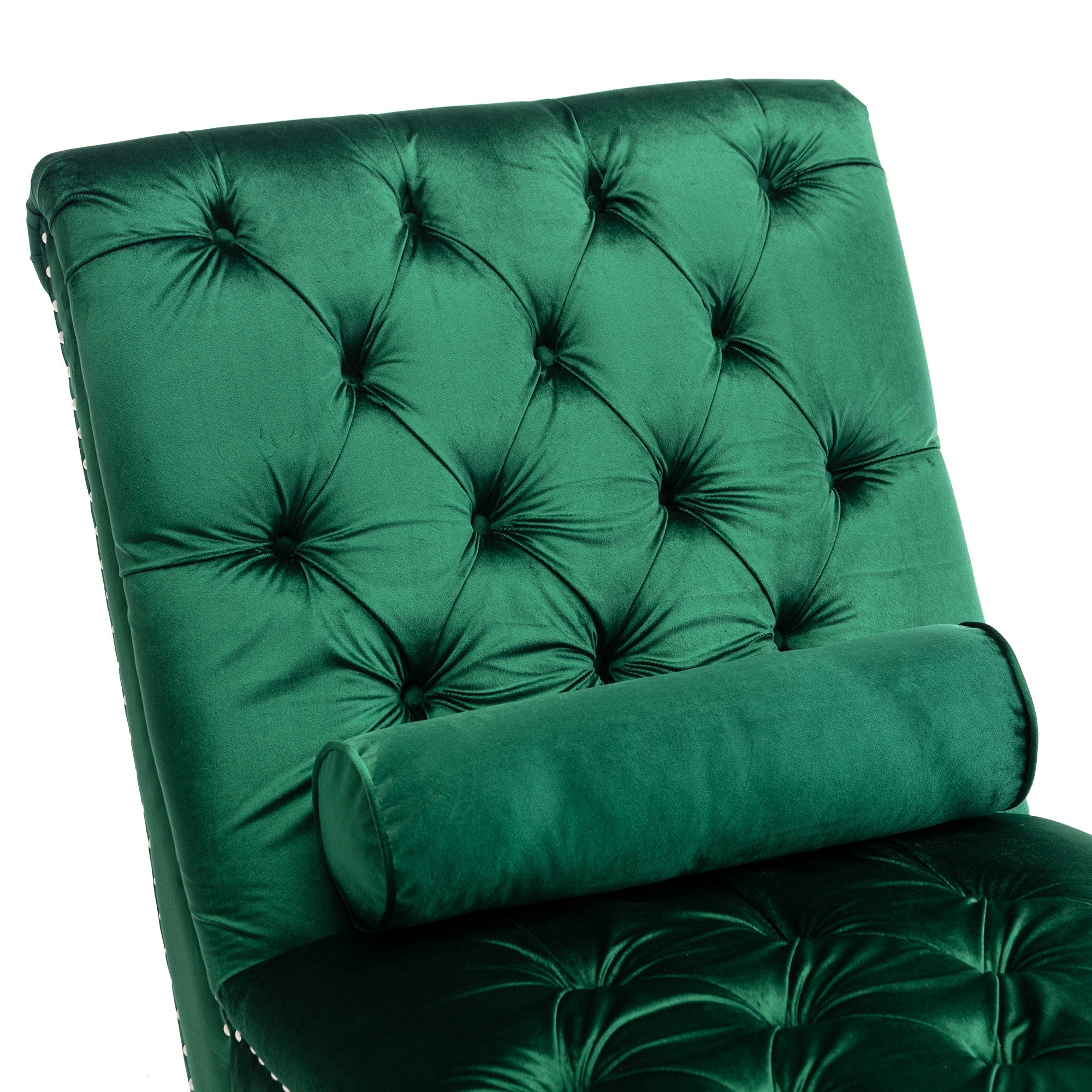 Luxury Tufted Emerald Velvet Lounge Chair Matching Accent Pillow