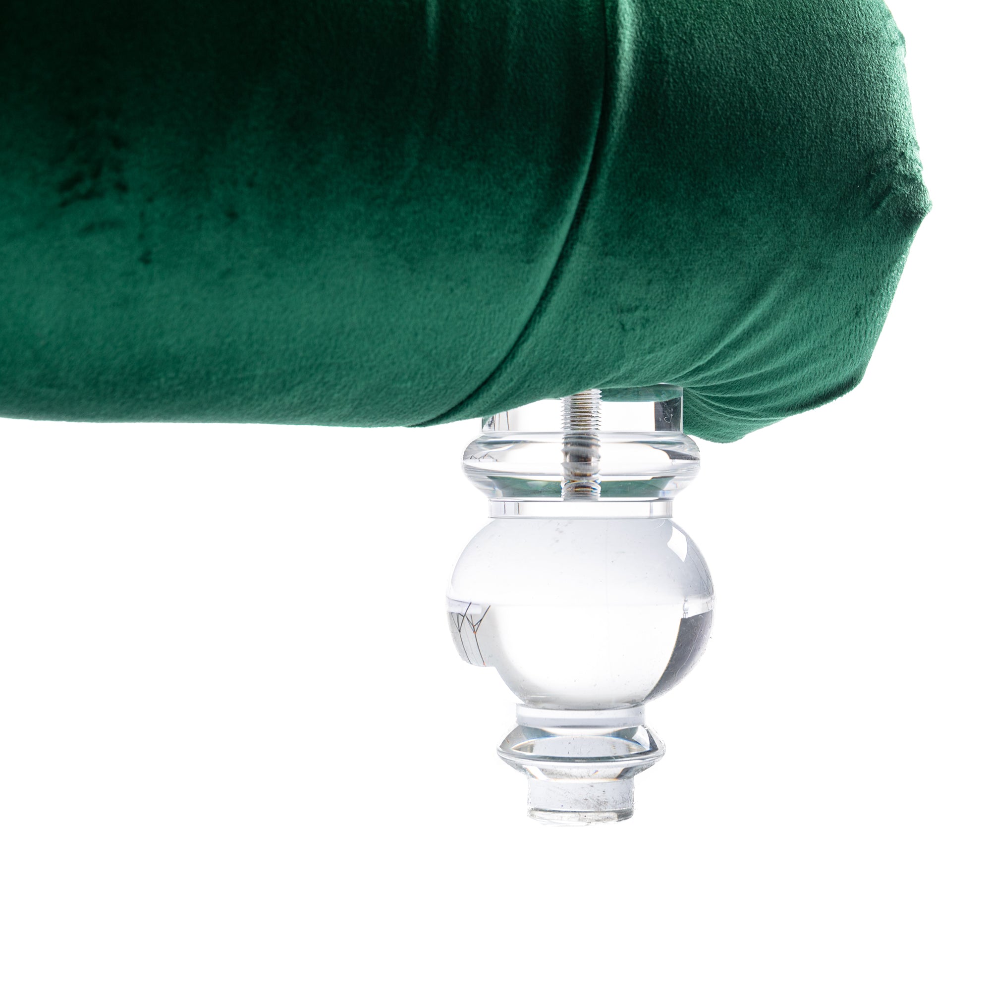 Luxury Tufted Emerald Velvet Lounge Chair Matching Accent Pillow