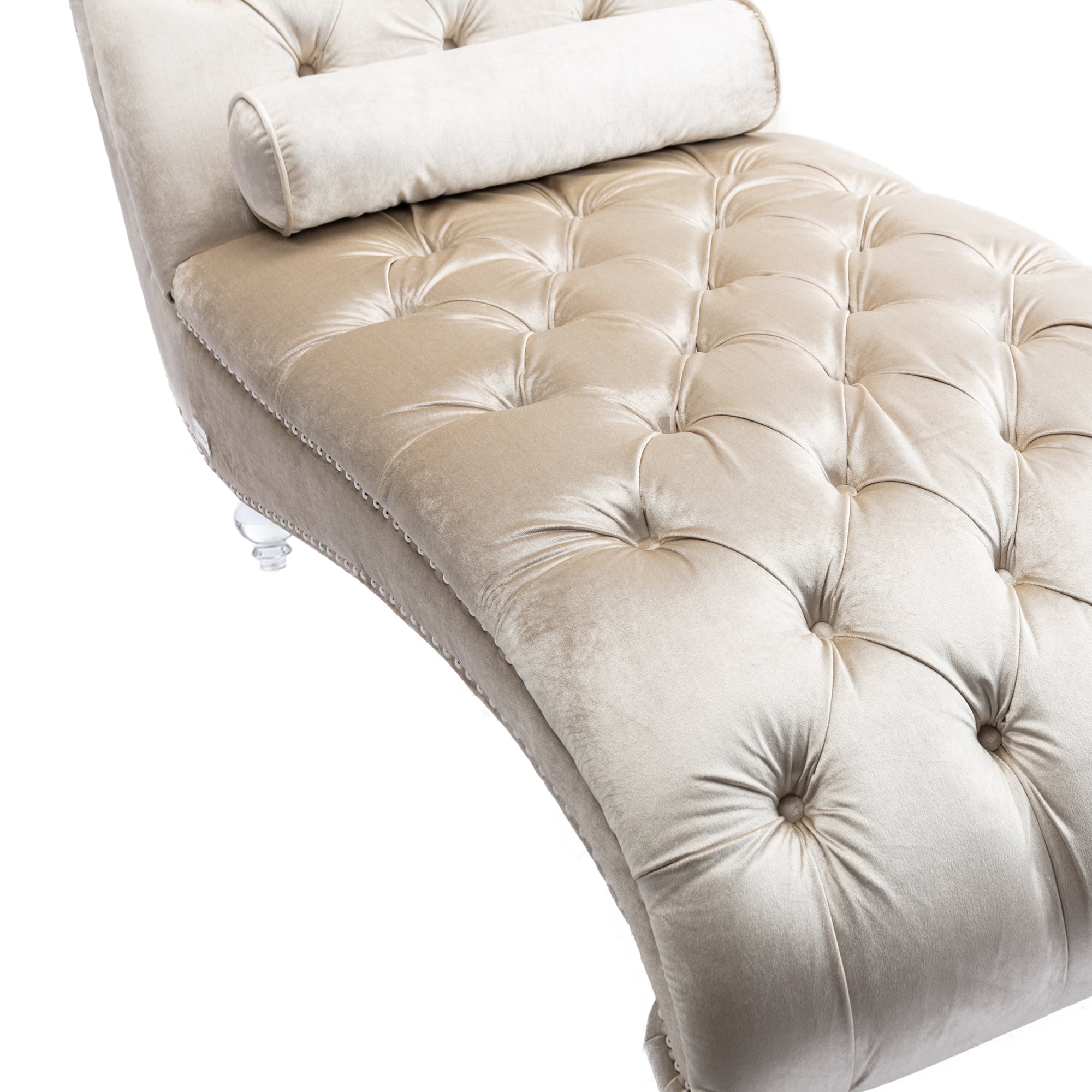 Luxury Tufted Velvet Daybed with Matching Accent Pillow